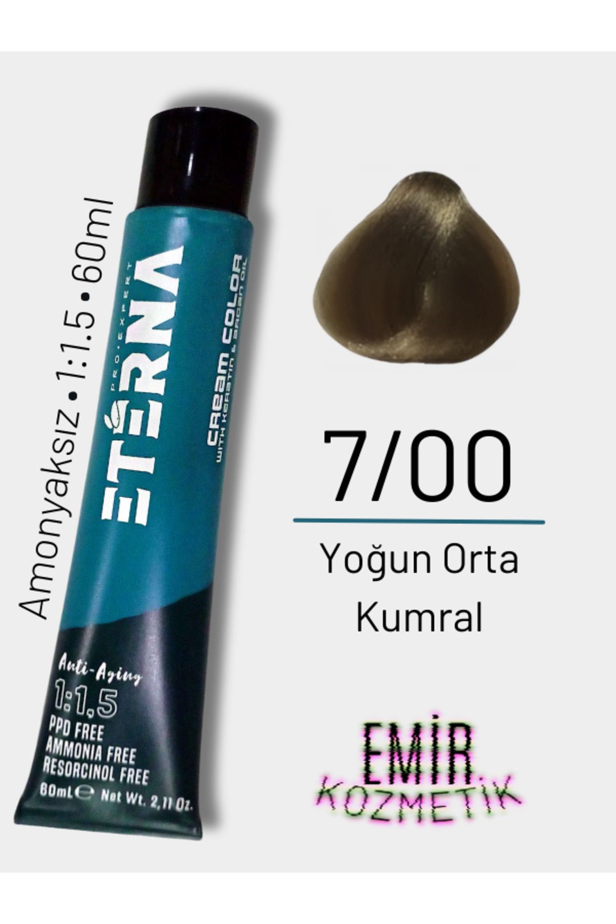 ETERNA Amonyaksız Doğal Saç Boyası - 7/00 Yoğun Orta Kumral