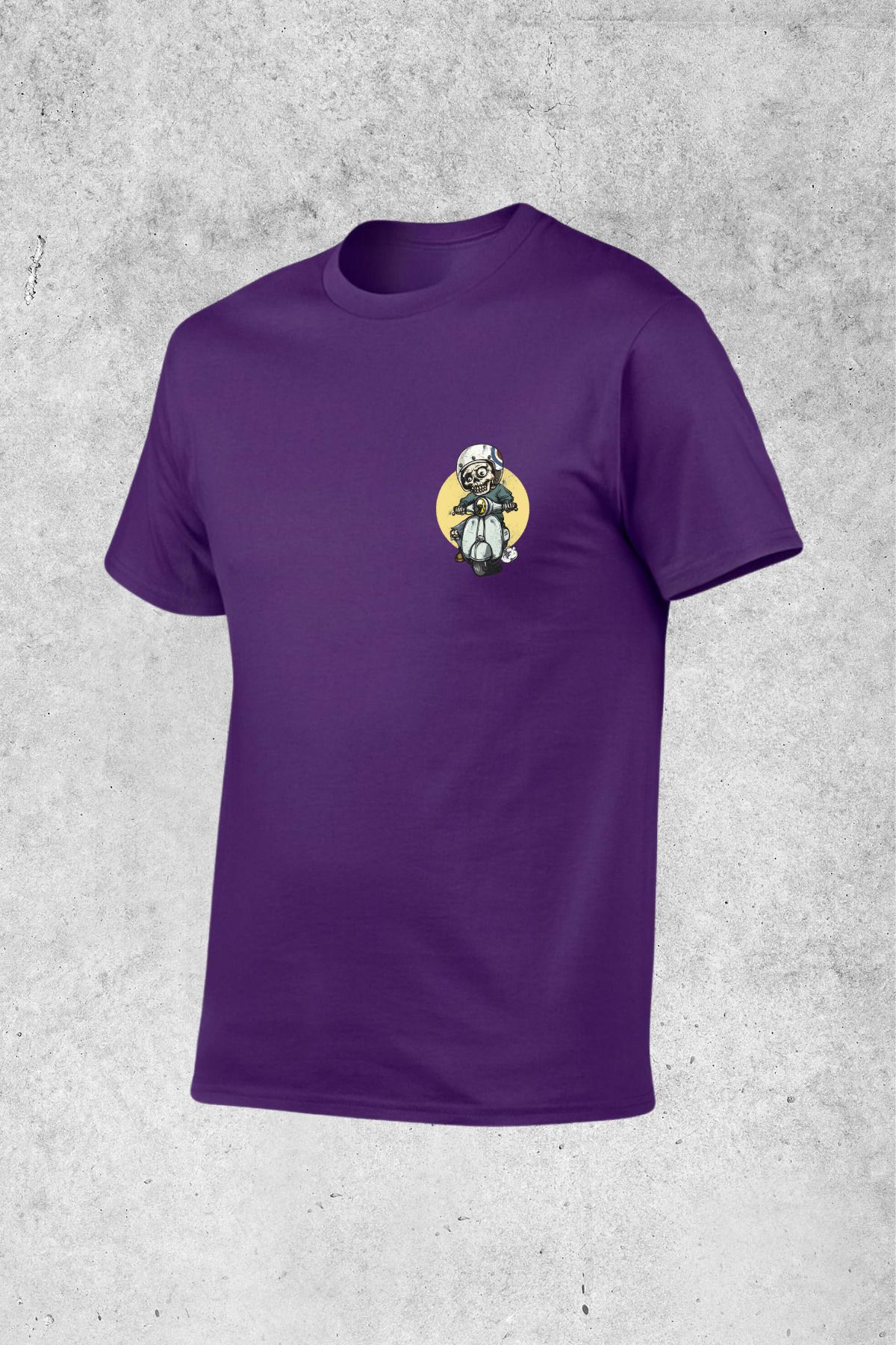 MOLICO basic unisex sıfır yaka kısa kollu MOTORCU KURT KAFA BASKILI Tshirt