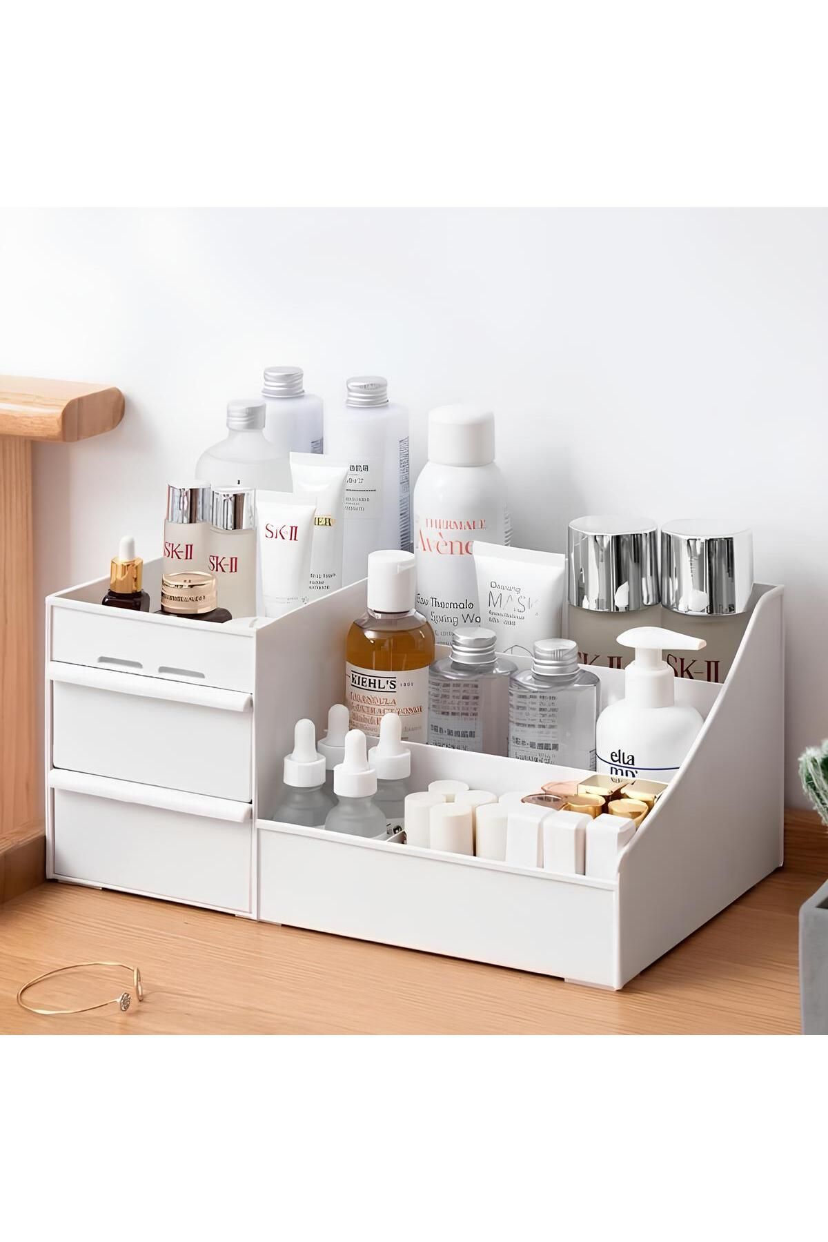 Gardino Elegance Xl (35CM) Makyaj Kozmetik Parfüm Krem Serum Düzenleyici Çekmeceli Organizer Beyaz