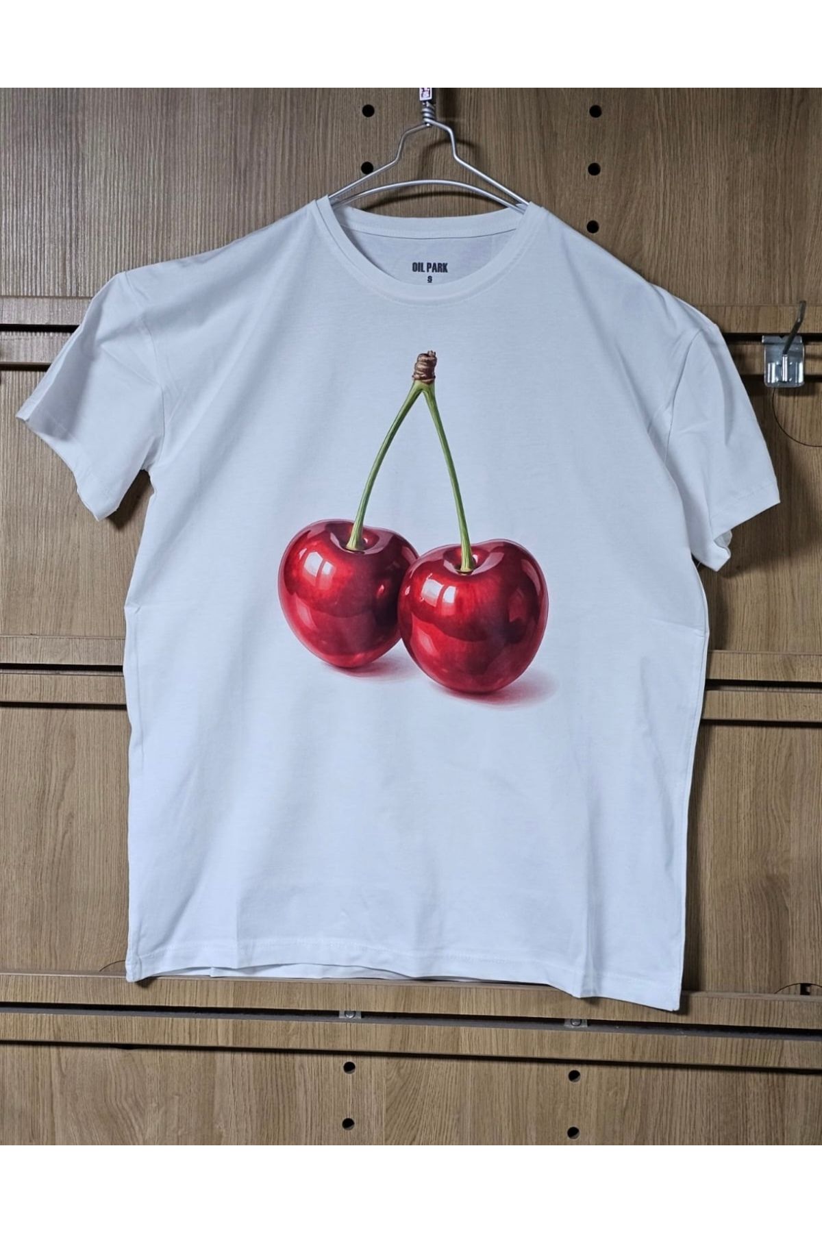 ABAS Kiraz Baskı Desenli 3d Pamuklu Kumaş T-shirt
