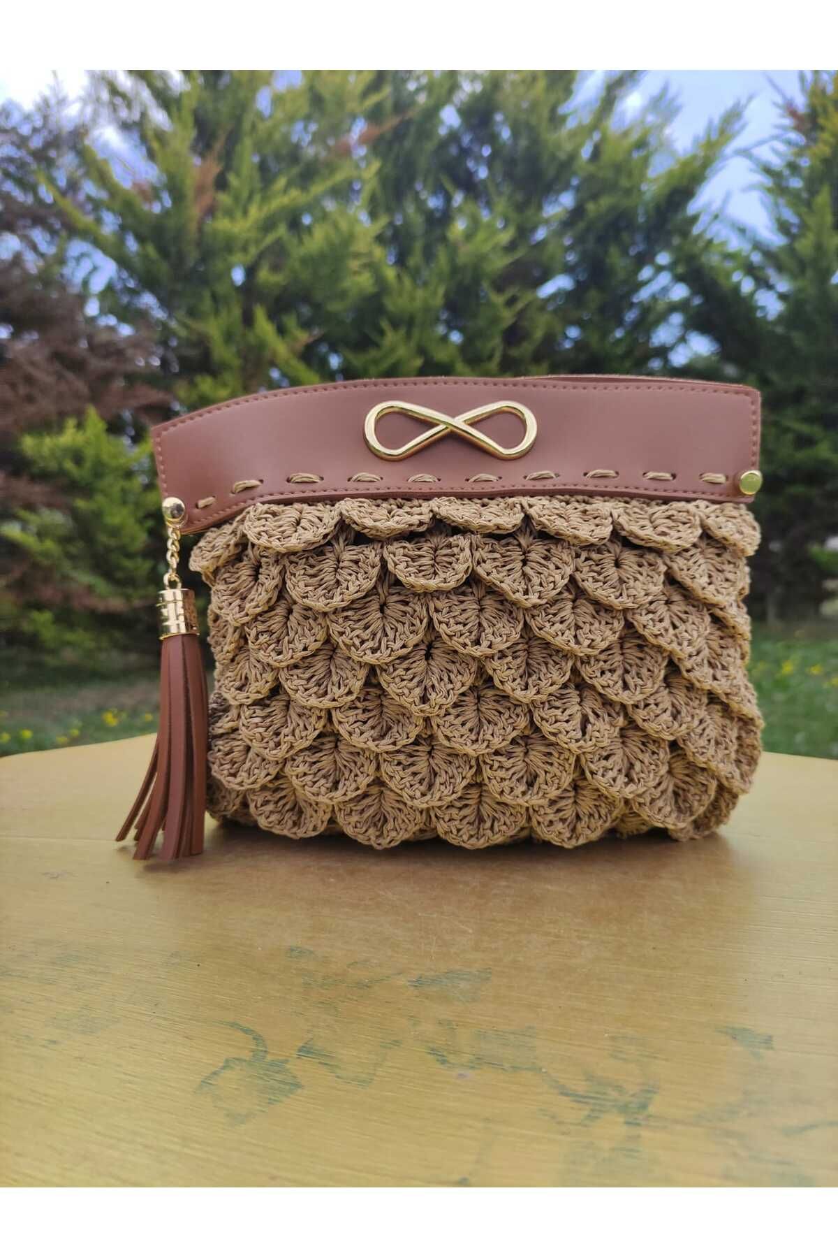 MODA El yapımı Balık Sırtı Portföy Clutch Çanta Astarlı 22x26 cm