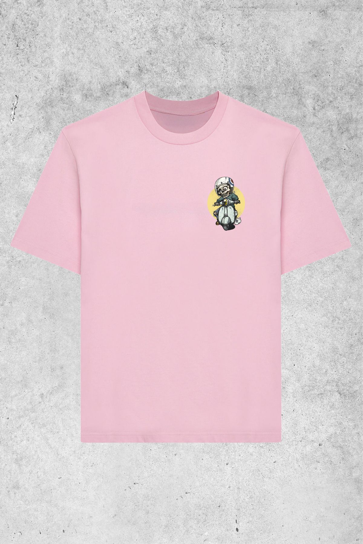 MOLICO basic unisex sıfır yaka kısa kollu MOTORCU KURT KAFA BASKILI Tshirt
