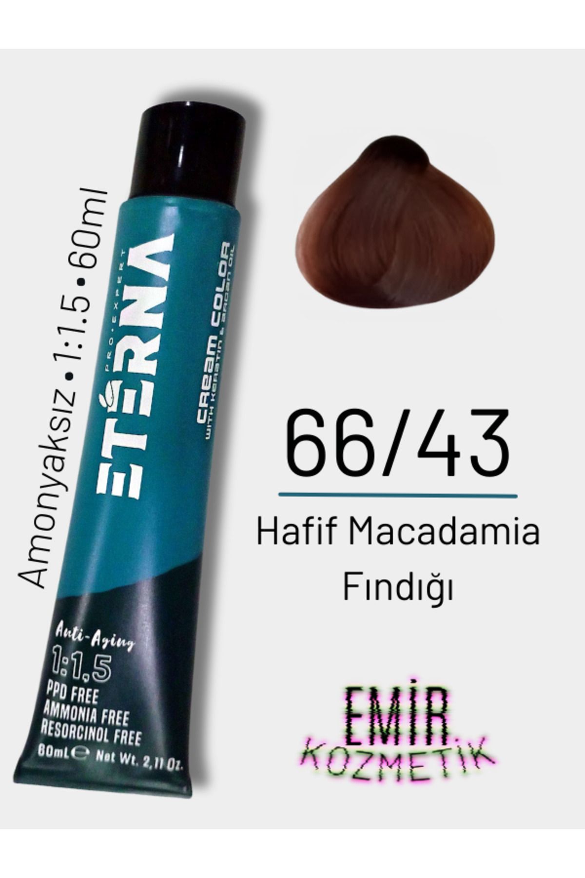 ETERNA Amonyaksız Doğal Saç Boyası - 66/43 Hafif Macadamia Fındığı