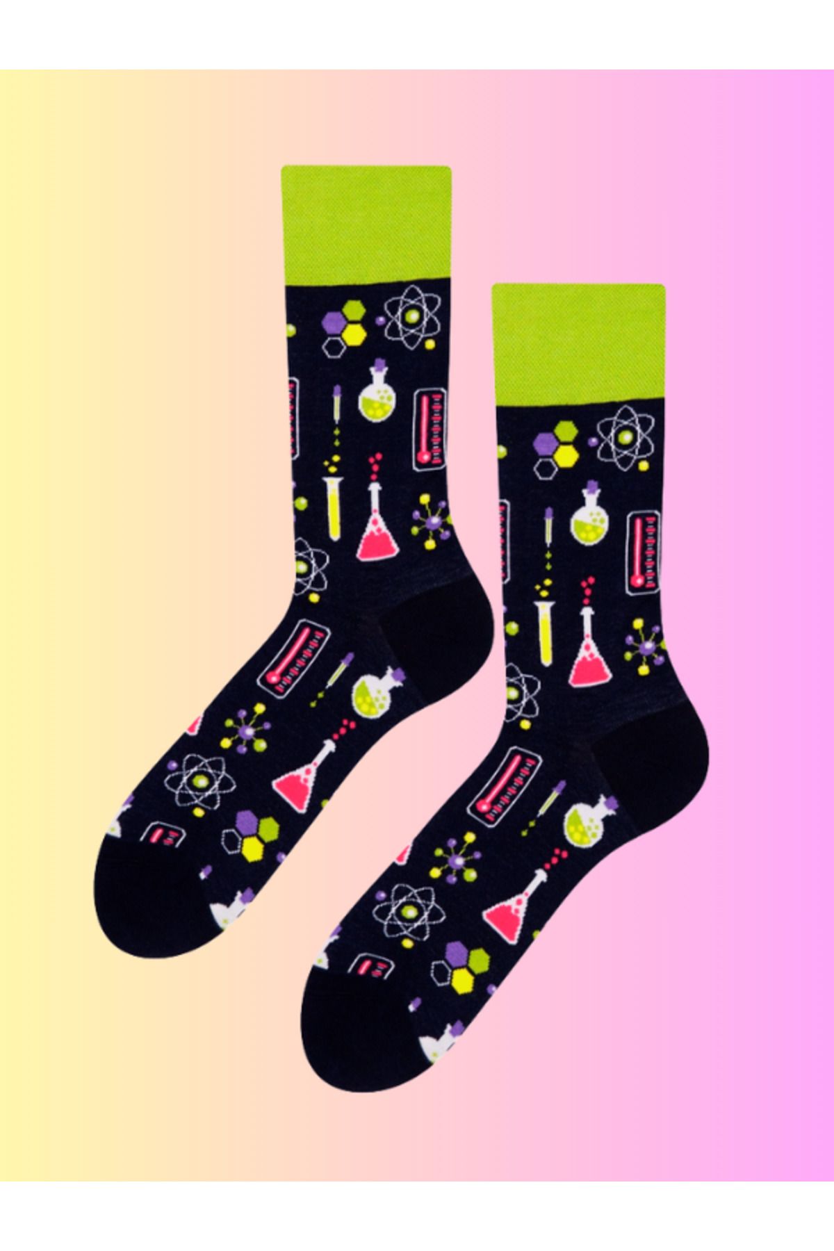 Shuttle Park Özel Seri Socks Renkli Eğlenceli Happy Deney Kimya Desenli Rahat Tasarım Tarz Kokulu Dikişsiz Çorap