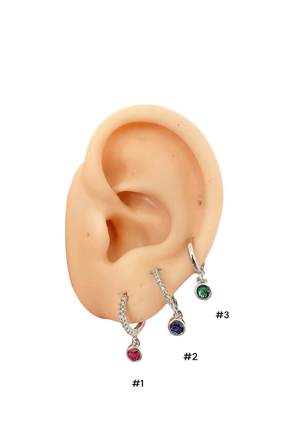 My Bellas Jewels Cerrahi Çelik Zirkon Sallantılı Taşlı Halka Tragus Piercing, Helix, Flat, Conch, Lobe (1 Adet)