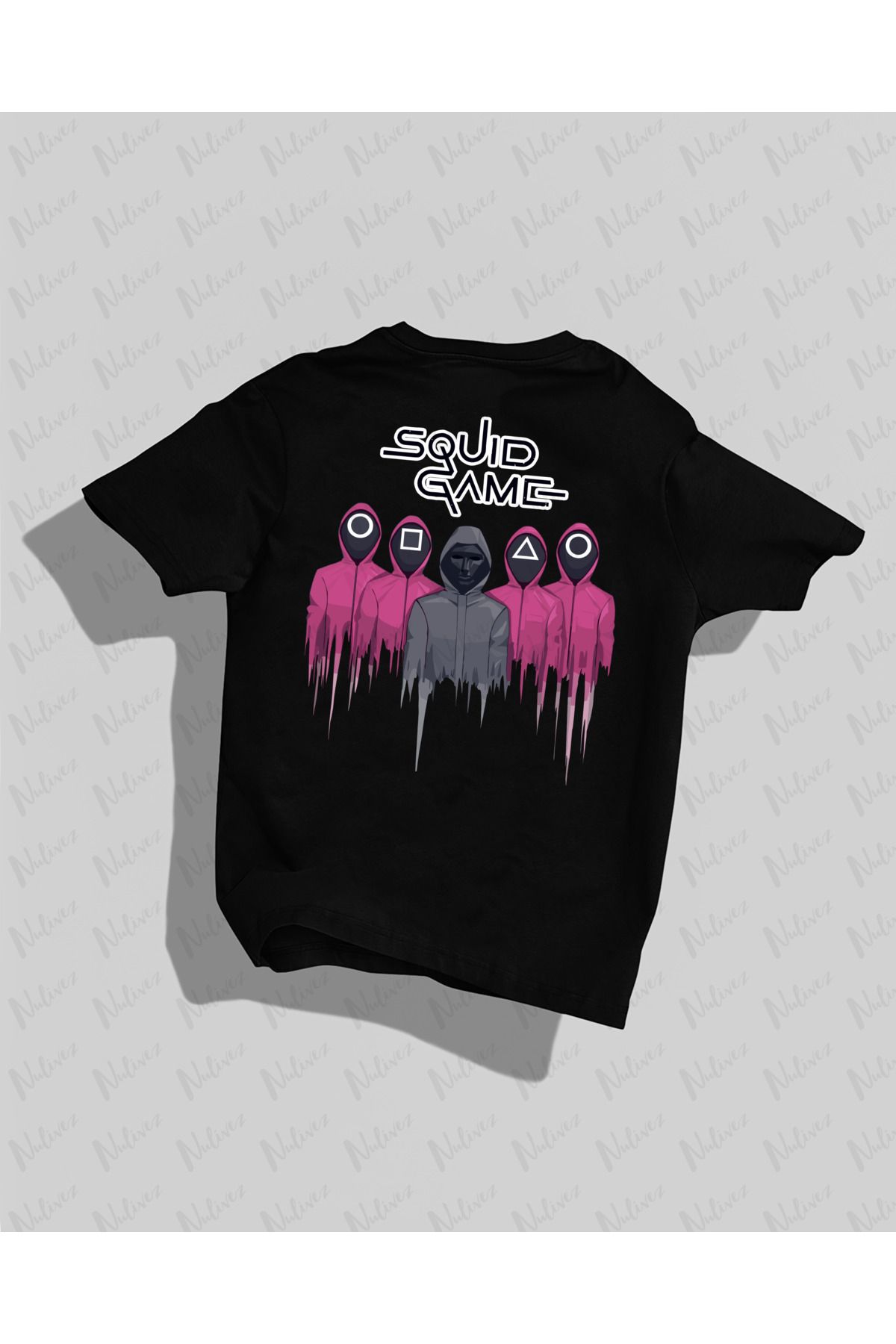 Nulivez Squid Game Tasarımı Sırt Baskılı Yüksek Kalite Kompakt Unisex Oversize T-Shirt