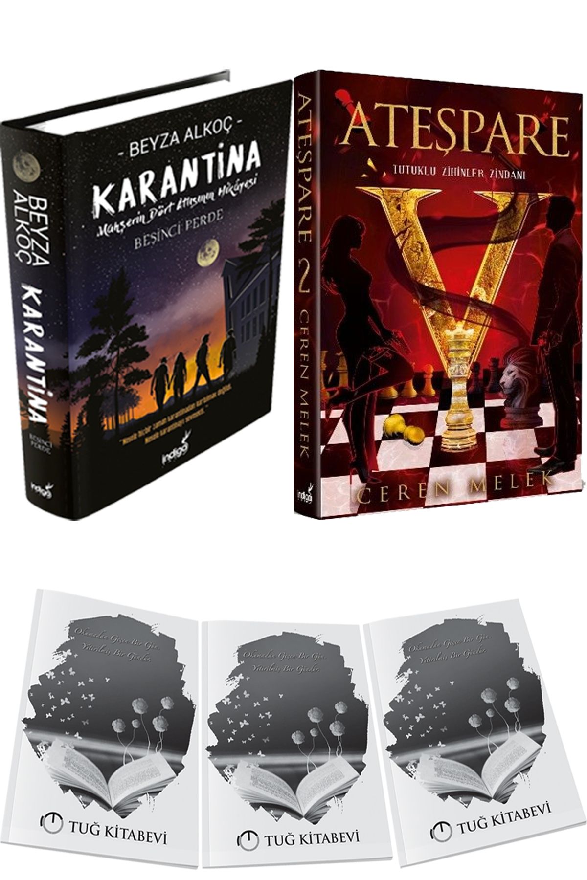 İndigo Kitap Karantina 5 Ciltli ve Ateşpare 2 Tutuklu Zihinler Zindanı Ciltli + Hediyeli