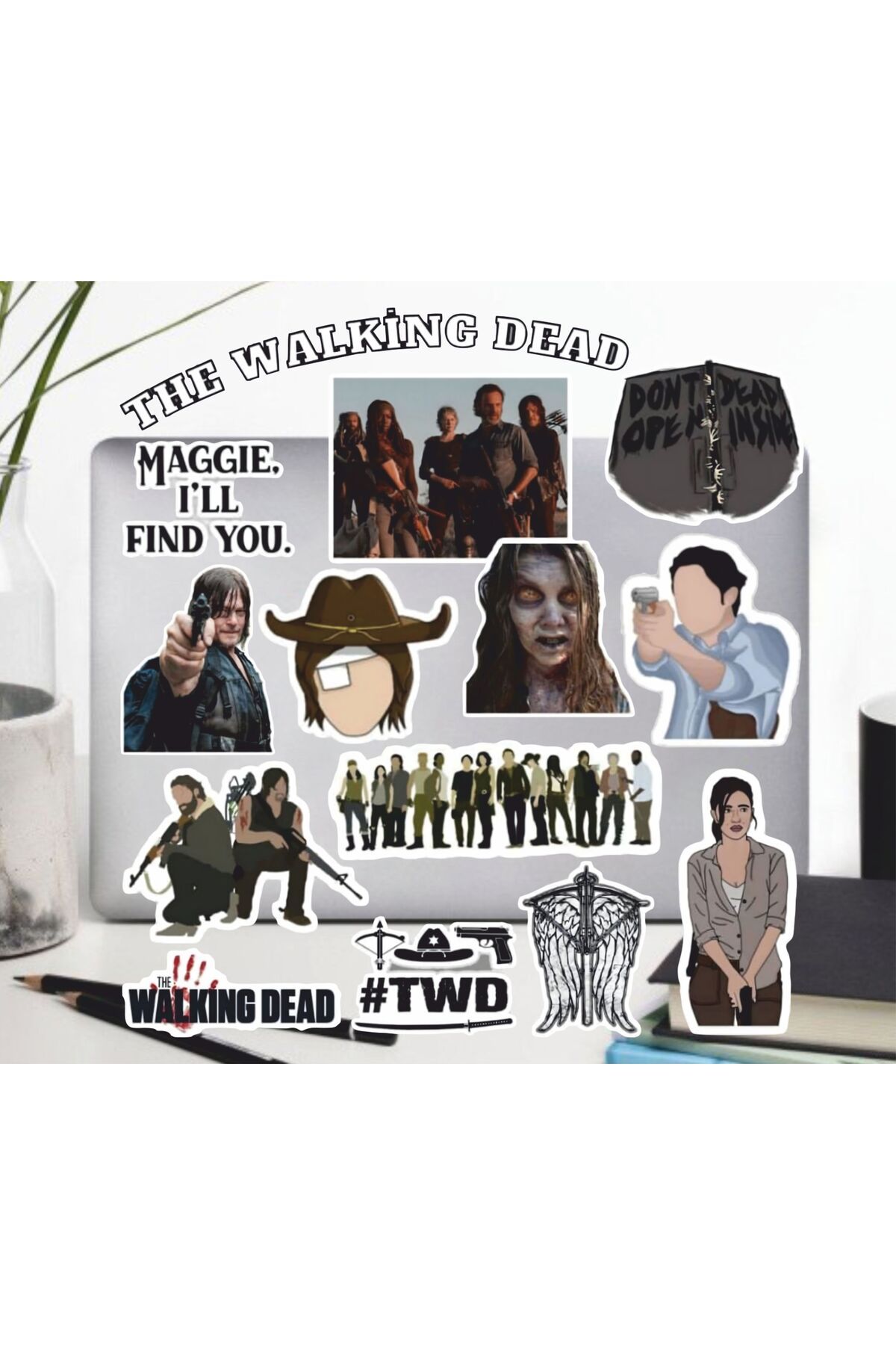 hediyenebak The Walking Dead Seri 2 Sticker Seti | Laptop Ajanda Pc Tablet Telefon Defter Etiket Bullet Journal