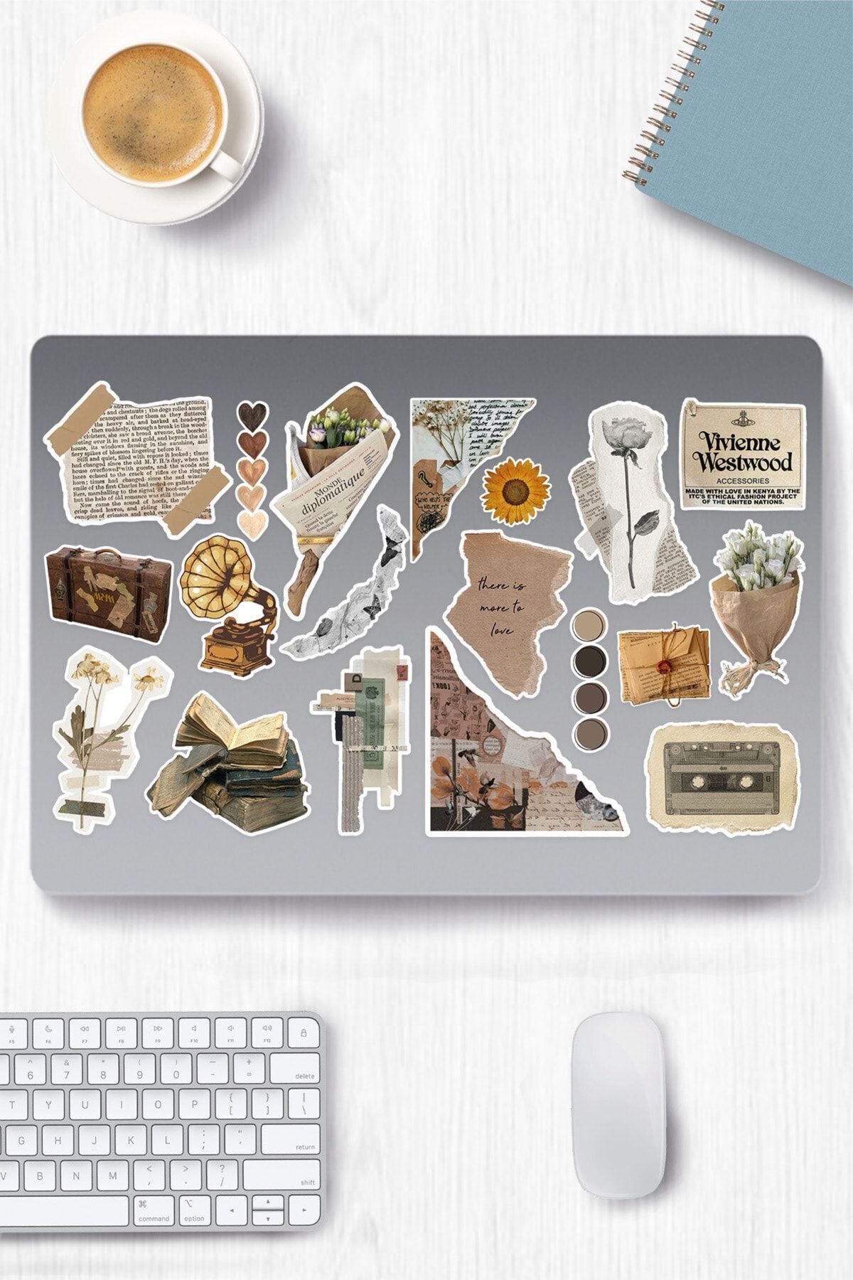 hediyenebak Vintager Temalı Seri 1 Sticker Seti | Laptop Ajanda Pc Tablet Telefon Defter Etiket Bullet Journal