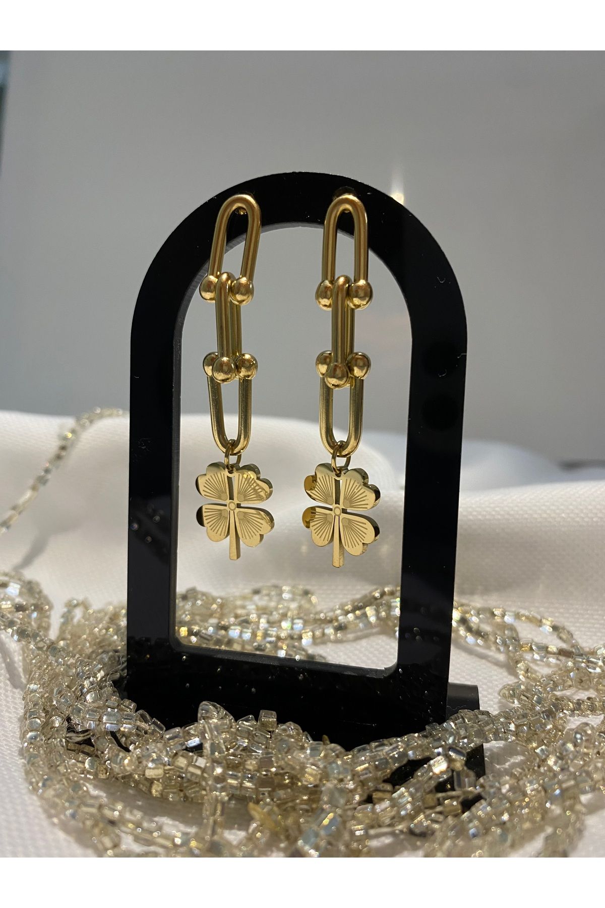 asem jewelry ÇELİK ZİNCİRLİ SALLANTILI KÜPE