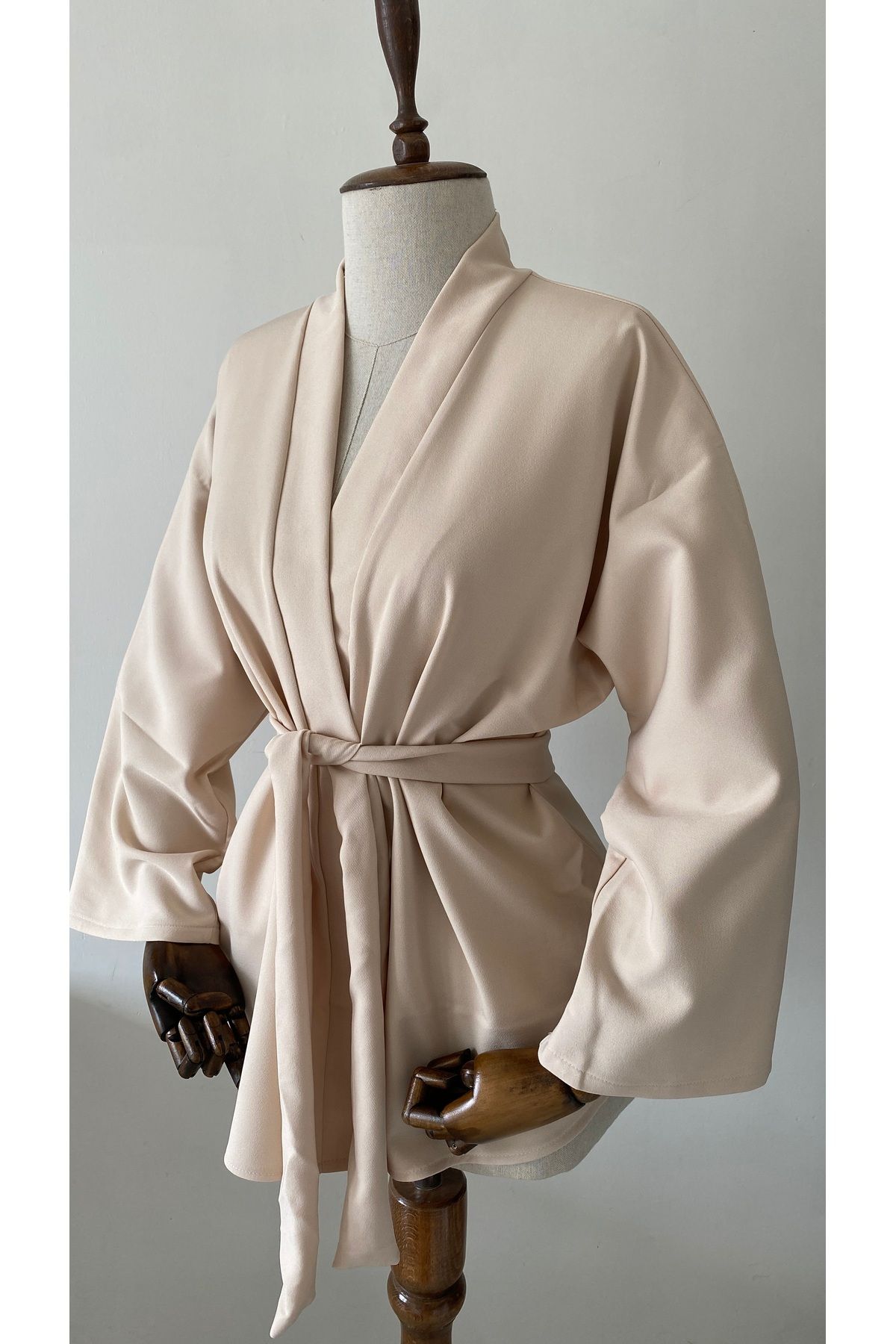 Glowear Atelier Cloud Cream Kuşaklı Tasarım Kimono - KREMRENGİ