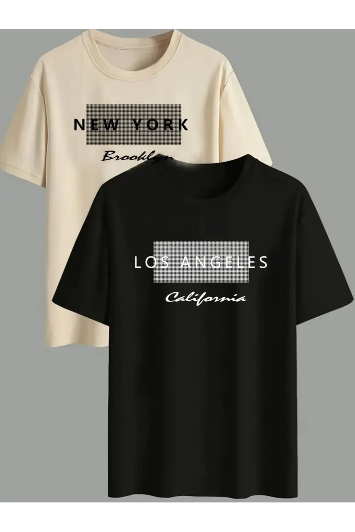 PAVRO Unisex Tshrt Pavro rahat kesim 2li baskılı renkli çoklu renkli kaliteli tshrt