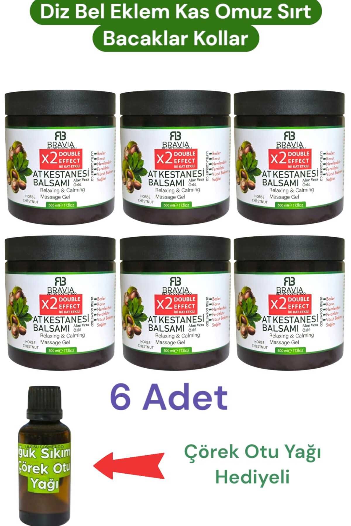 ULFİSU COSMETİCO Bravia At Kestanesi Balsamı 500 ml 6 ADET - Aloevera Katkılı. Çörek Otu Yağı Hediyeli