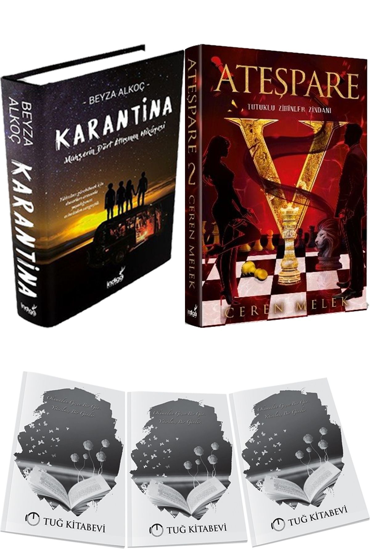 İndigo Kitap Karantina 1 Ciltli ve Ateşpare 2 Tutuklu Zihinler Zindanı Ciltli + Hediyeli