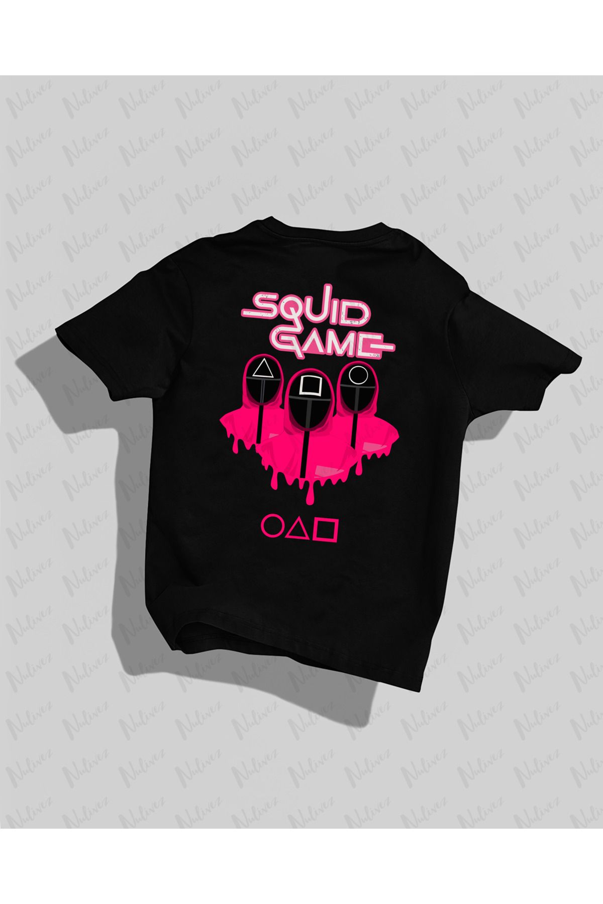 Nulivez Squid Game Tasarımı Sırt Baskılı Yüksek Kalite Kompakt Unisex Oversize T-Shirt