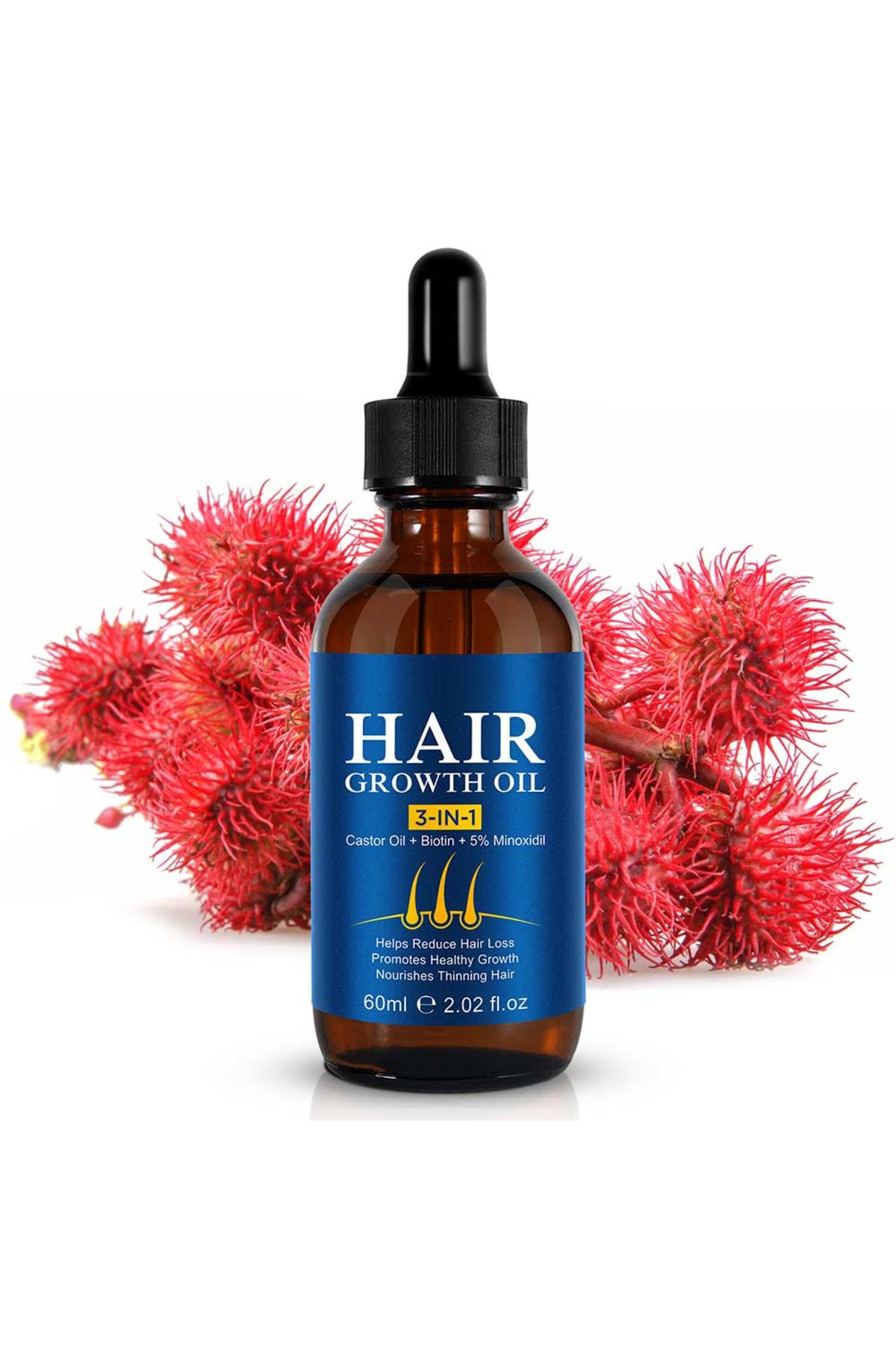 NOVA KISS Ulei Premium 3 În 1 Pentru Creșterea Părului Cu Biotină Și Ulei De Ricin, Nova Kiss , 60 Ml - One Size