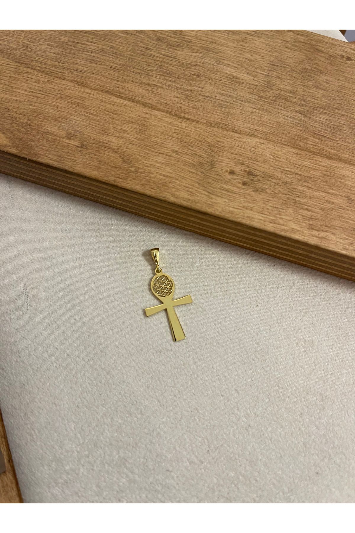 Rupen Kraft 925 Ayar Gümüş Gold Renk Ank Haç Model Kolye Ucu