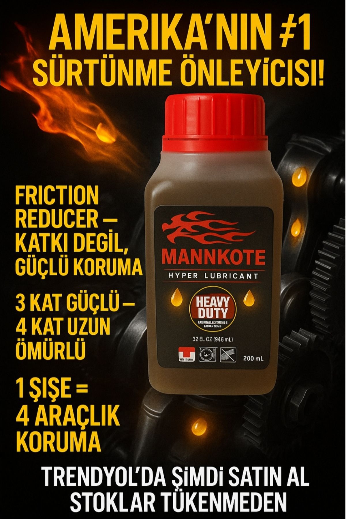 MANN MannKote motor koruyucu&aşınma önleyici&duman kesici 200 Ml Usa