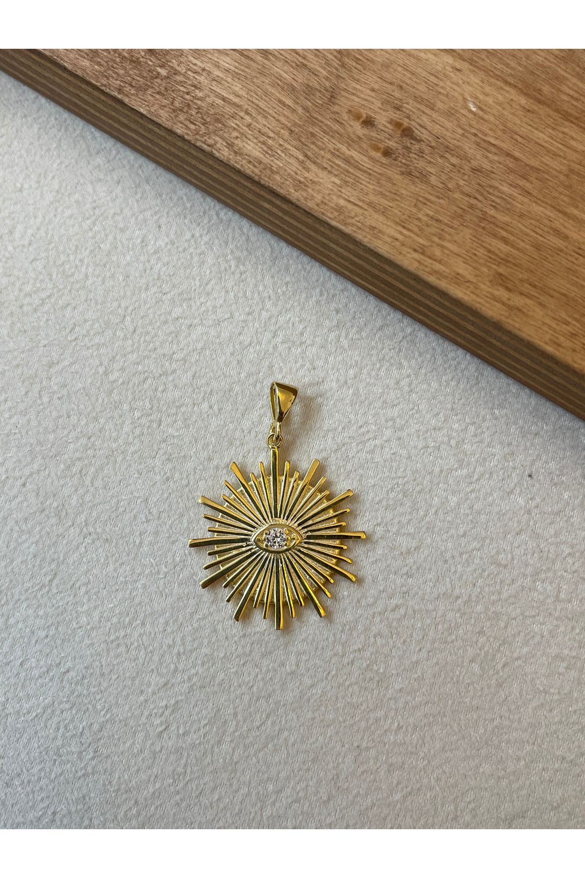 Rupen Kraft 925 Ayar Gümüş Gold Renk Güneş Kolye Ucu