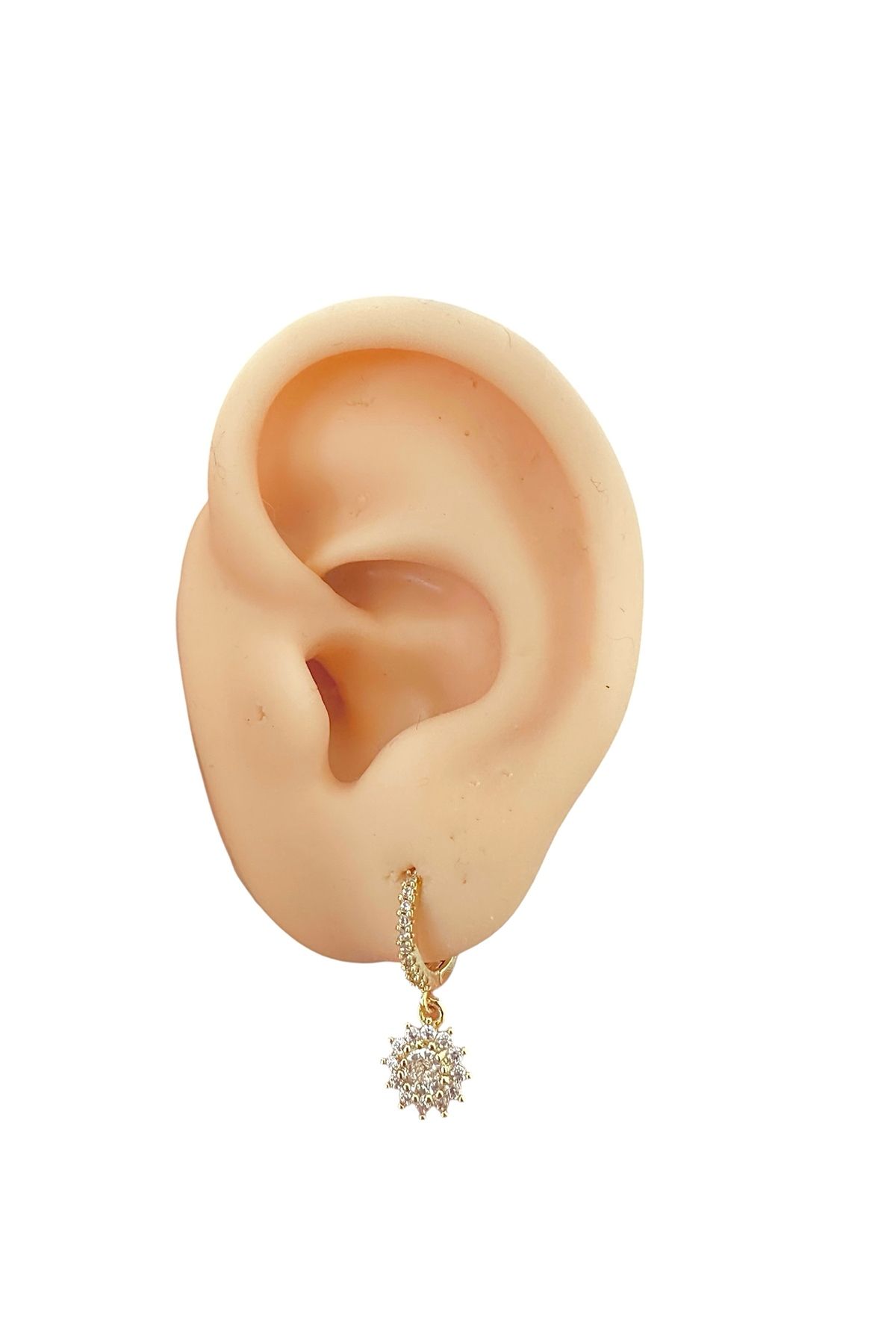 My Bellas Jewels Cerrahi Çelik Zirkon Sallantılı Taşlı Halka Tragus Piercing, Helix, Flat, Conch, Lobe (1 Adet)