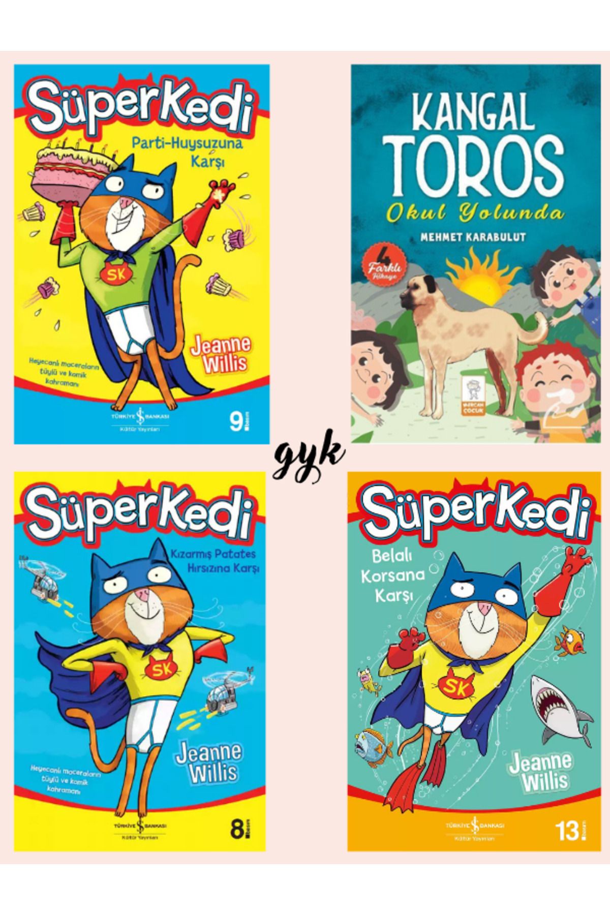 Mercan Kitap Süper Kedi Serisi (3 Kitap Set) ve Kangal Toros 4 Kitap SET