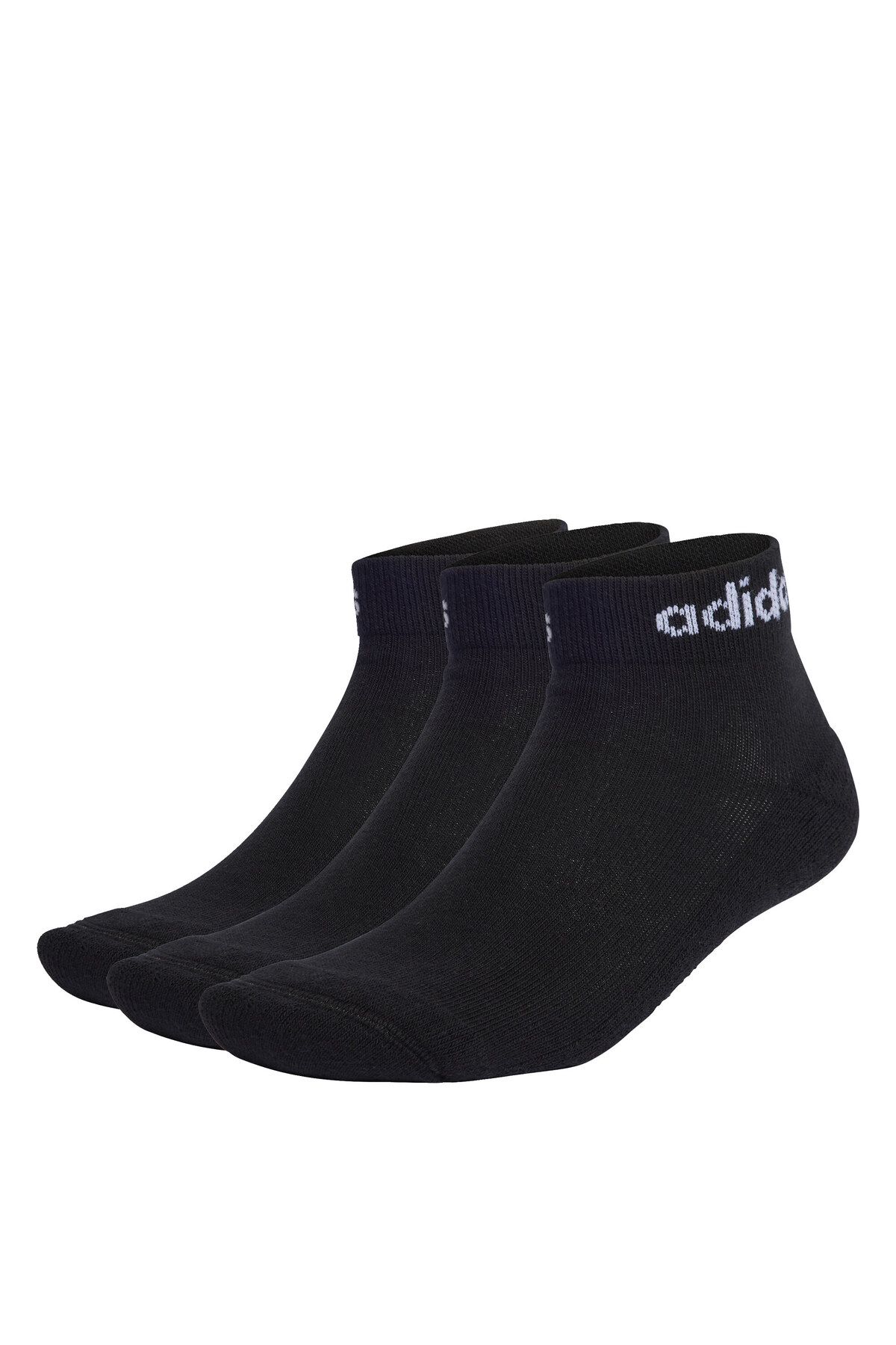 adidas-3 Pairs of Cushioned Linear Ankle Socks 2