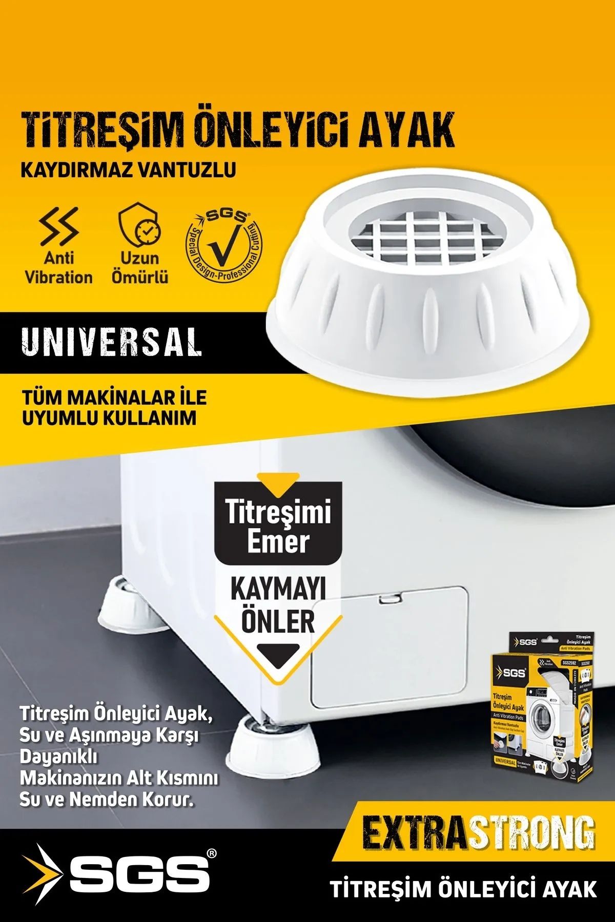 BİTERSE 4 Adet Çamaşır Makinesi Titreşim Ve Ses Önleyici Kaydırmaz Vantuzlu Ayak