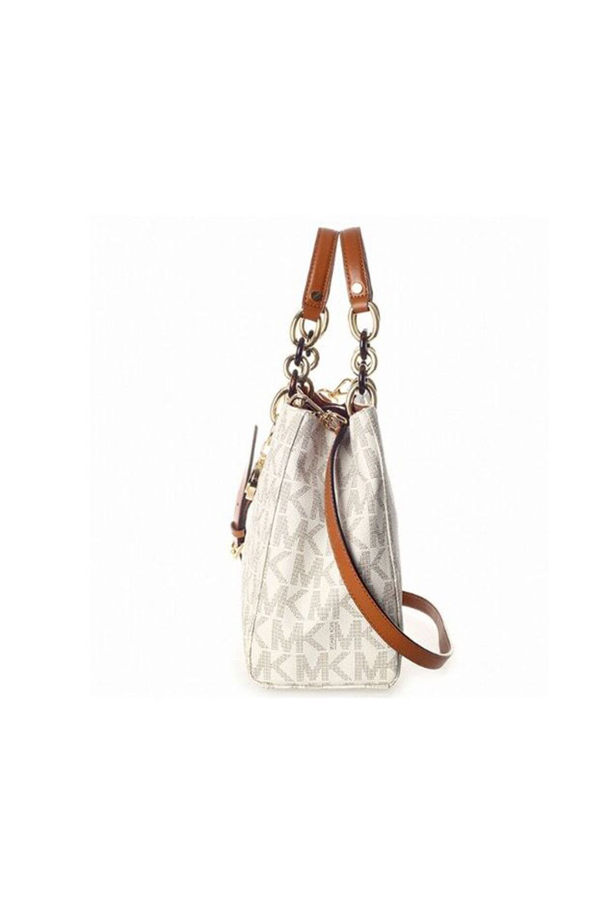 Michael Kors-Michael Kors Cynthia Vanilla PVC Medium Satchel 2
