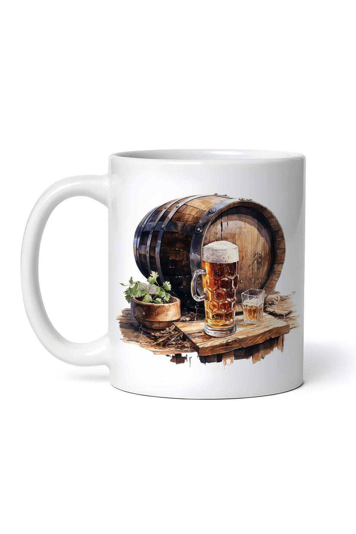 OEM Cană Albă Personalizată, Halbă De Bere Și Bol Din Lemn Cu Verdeață, Inovatix . 330ml - One Size