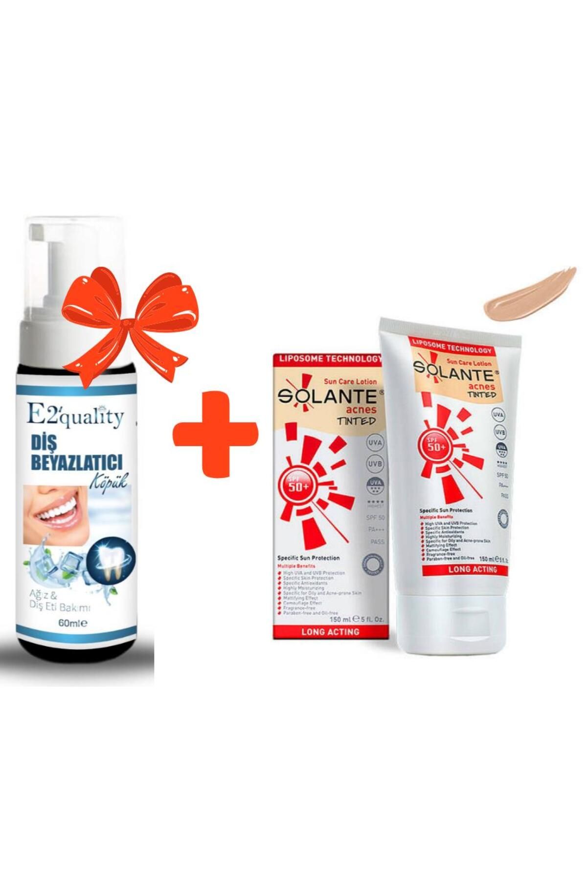 Solante E2'quality Diş Beyazlatıcı Köpük + Solante Acnes Tinted Spf 50 150 ML Renkli Güneş Kremi