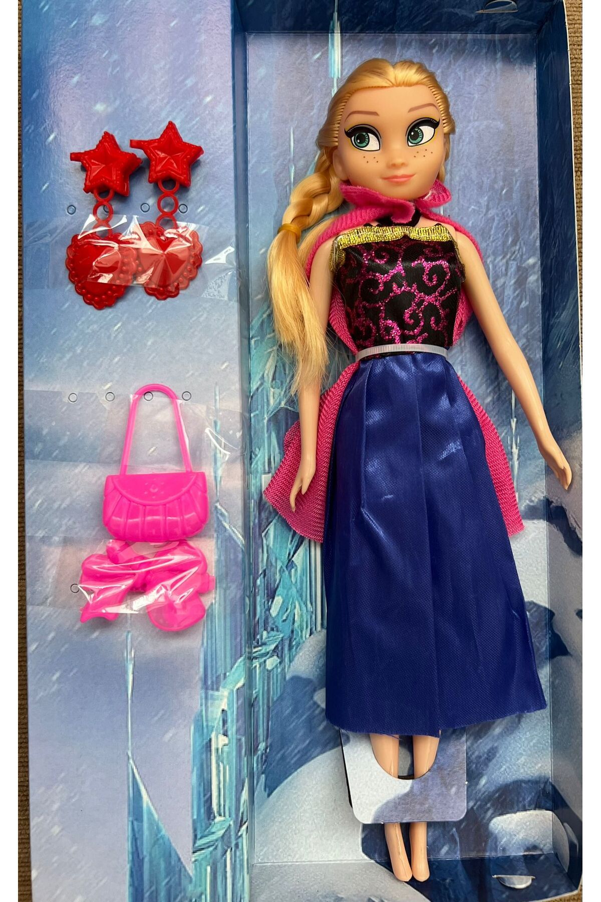 alpmodel Karlar Ülkesi Elsa Küpeli Çantalı Bebek 28 Cm