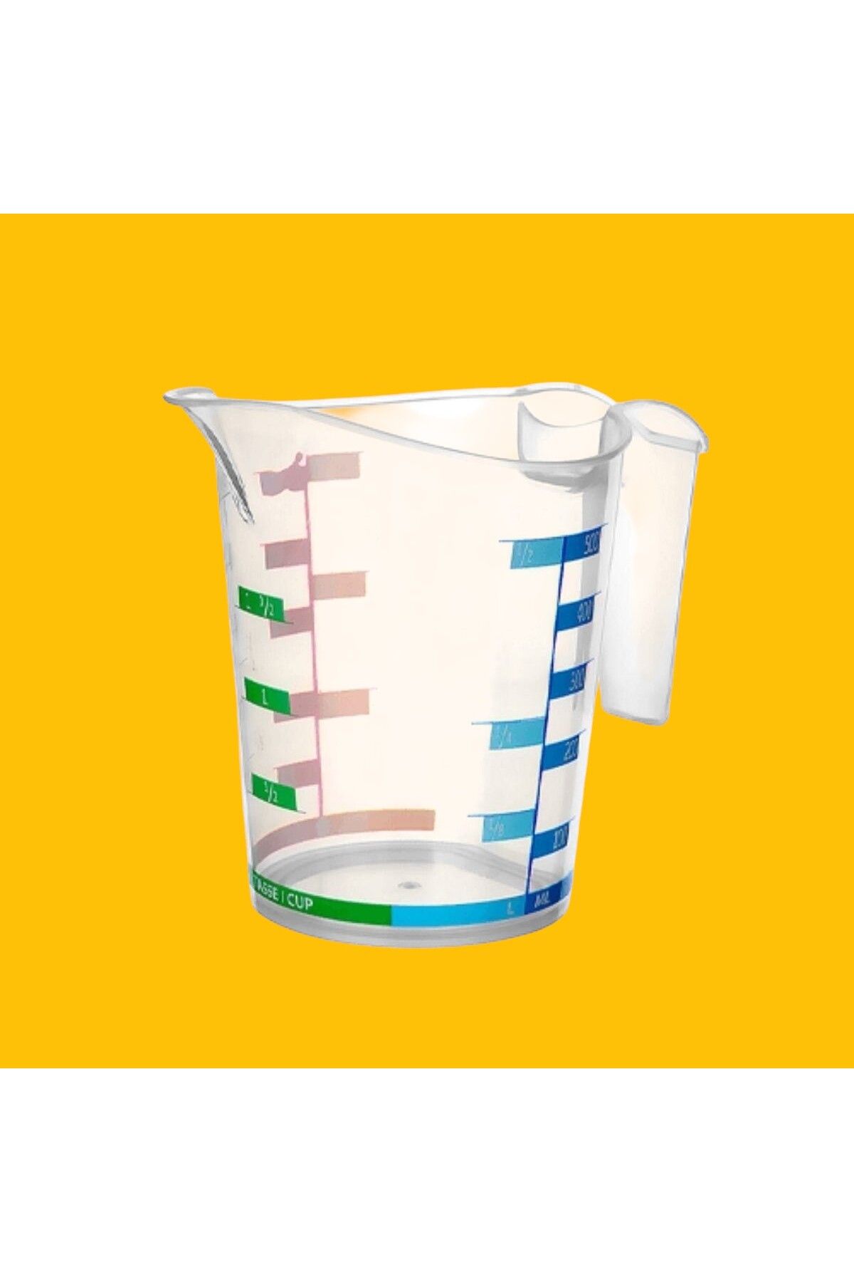PratikAI 1000 ml Renkli Dereceli Sert Plastik Mutfak Ölçü Kabı | Hassas & Dayanıklı