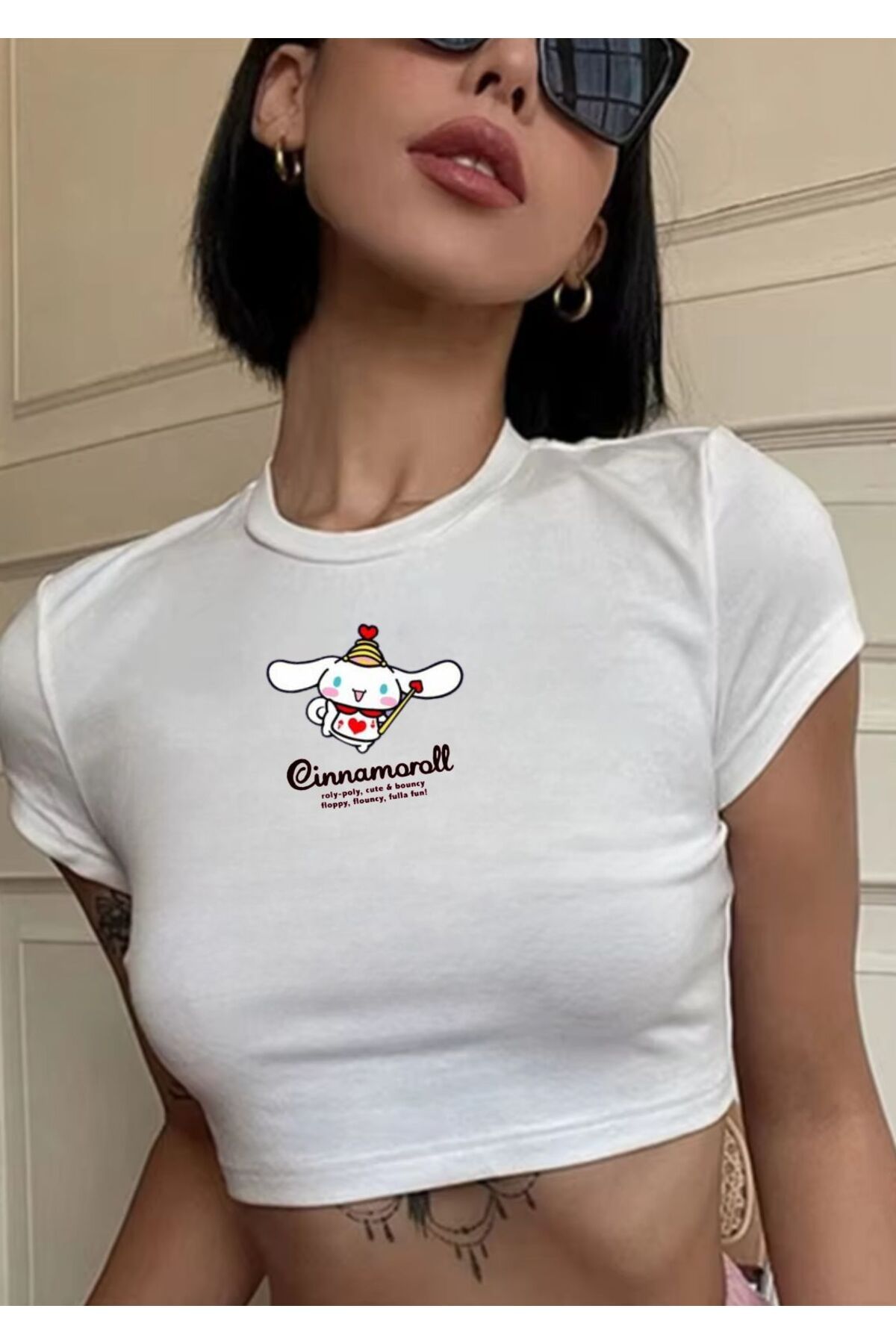 Girlboss Kawaii Girlboss Cinnamoroll crop t-shirt buxe beyazı , 10 farklı model