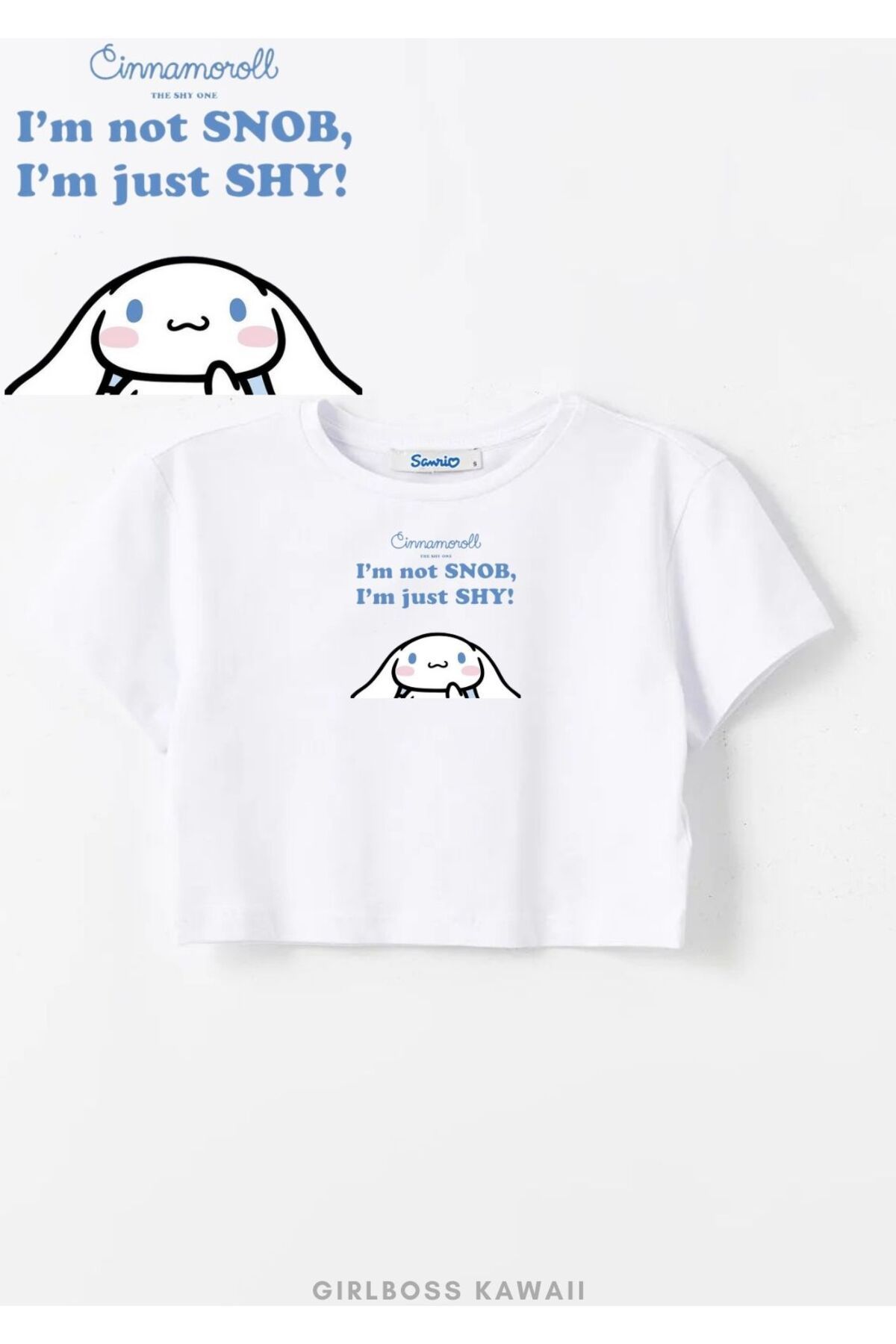 Girlboss Kawaii Girlboss Cinnamoroll crop t-shirt buxe beyazı , 10 farklı model