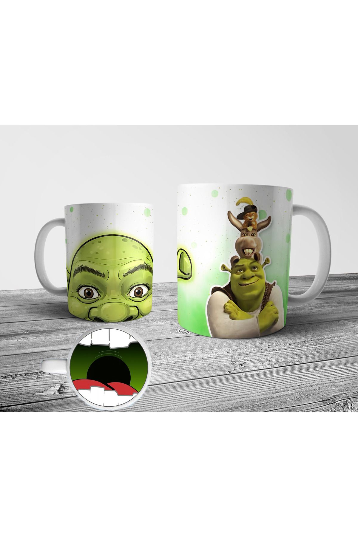 Pixxa Shrek Alt Tabanı Ağız Tasarımlı Kupa Bardak