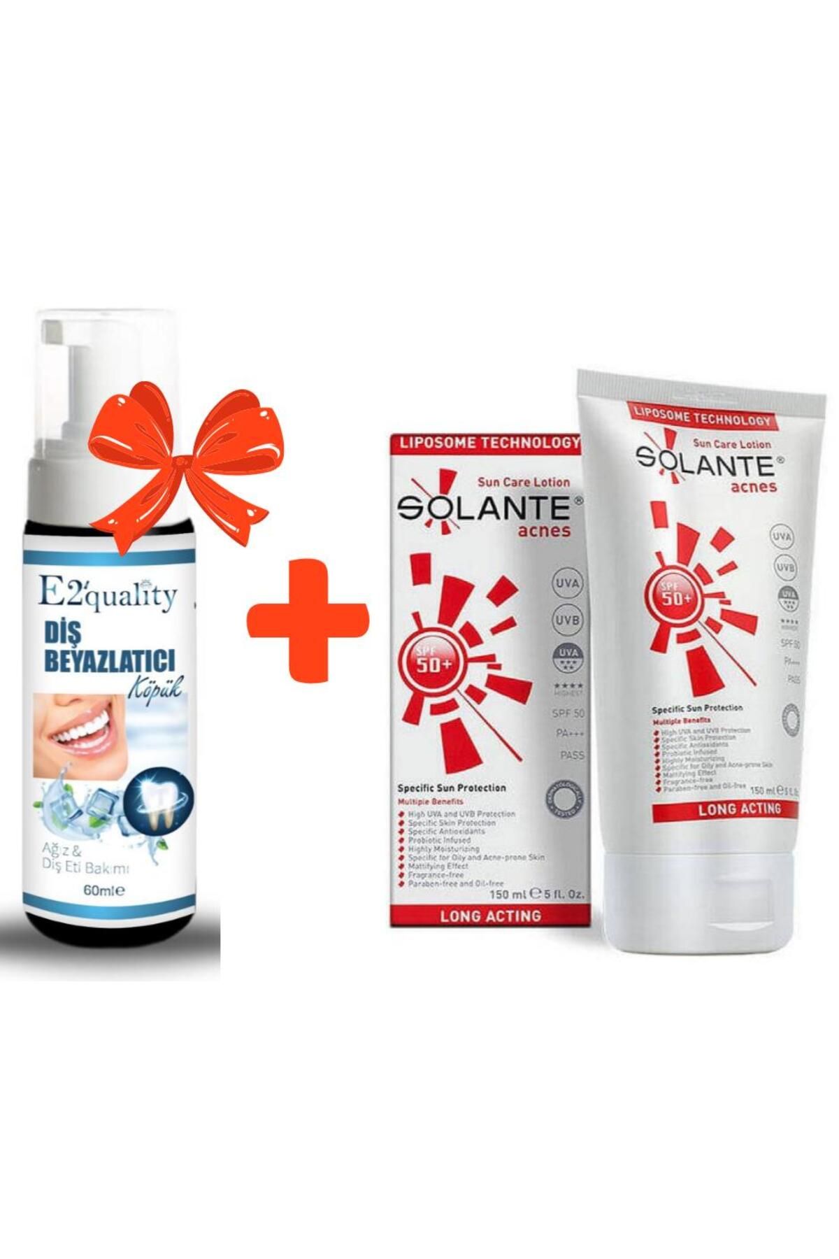 Solante E2'quality Diş Beyazlatıcı Köpük + Solante Acnes Spf 50 150 ML Yağsız Güneş Kremi