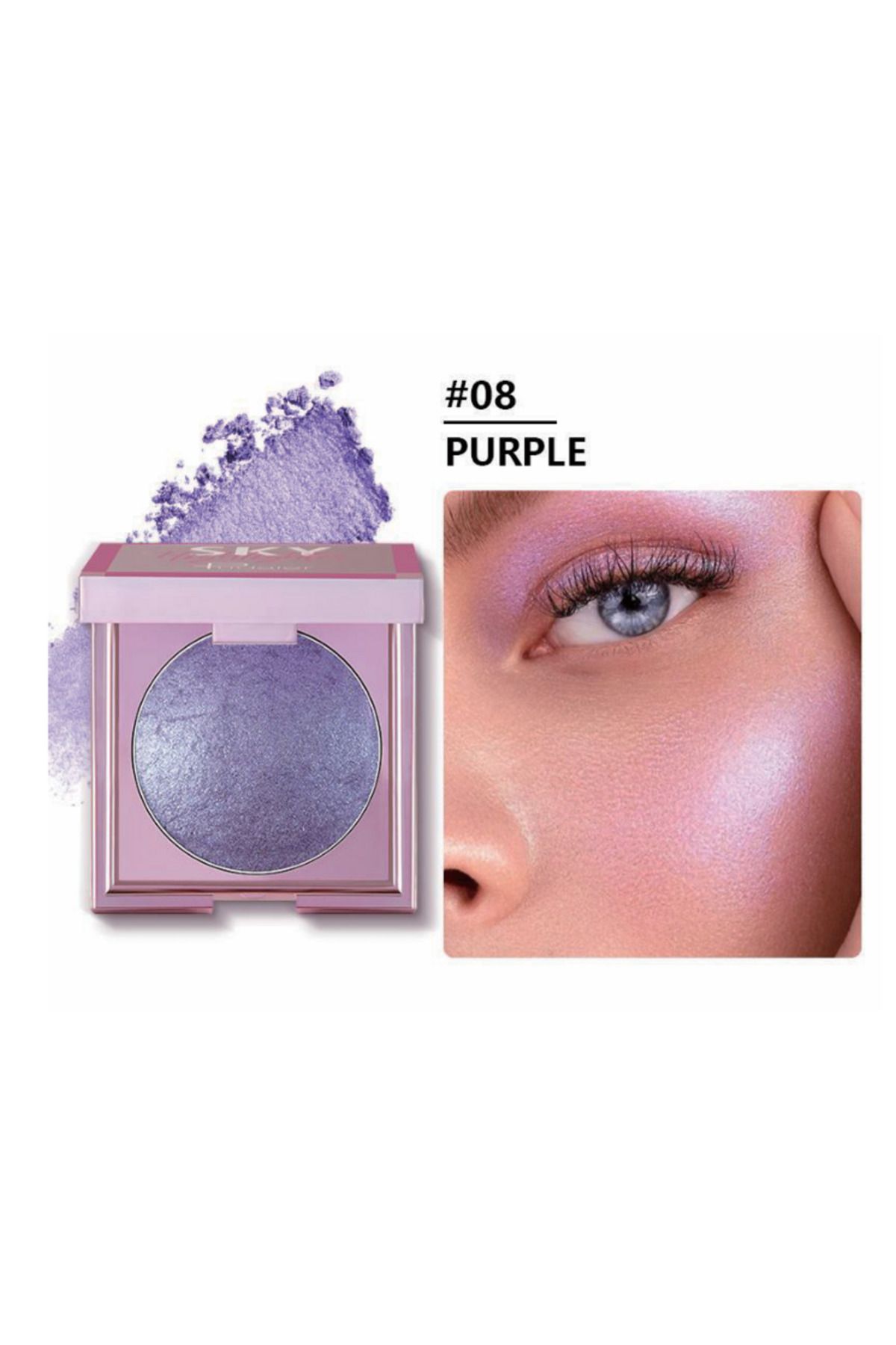 Pudaier Prizmatik yansımalara sahip toz aydınlatıcı - High Shine Soft Highlighter Palette 8 Shades vegan