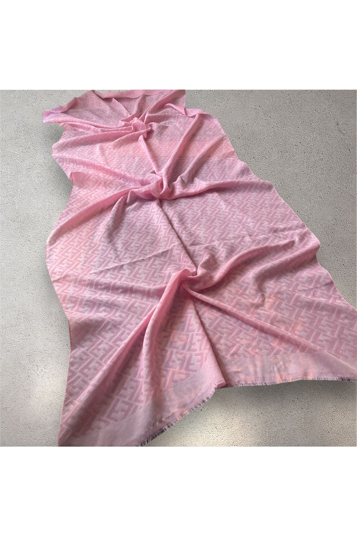 Butik Soft Pamuk Şal Toz Pembe F desen