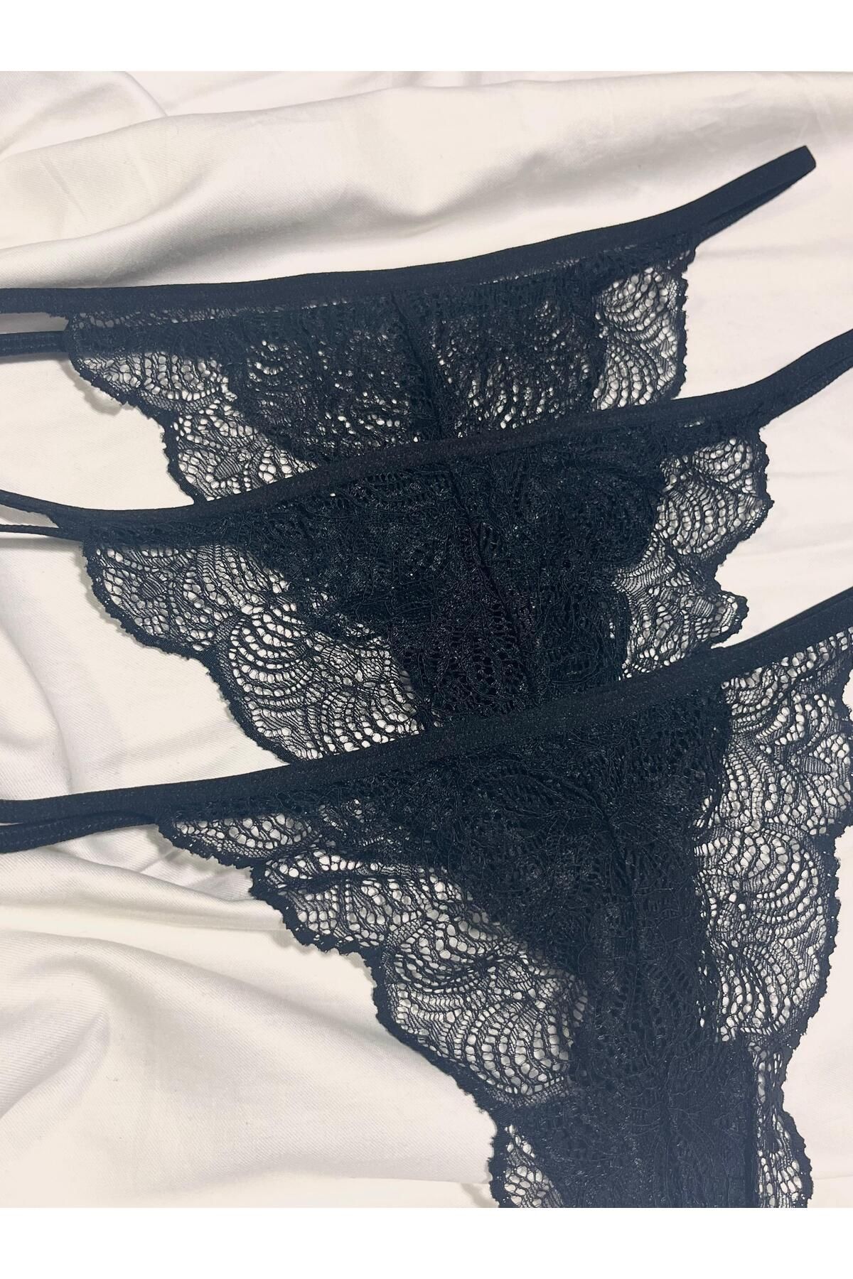mendoza store Siyah Renk Arkası İpli Külot 3lü