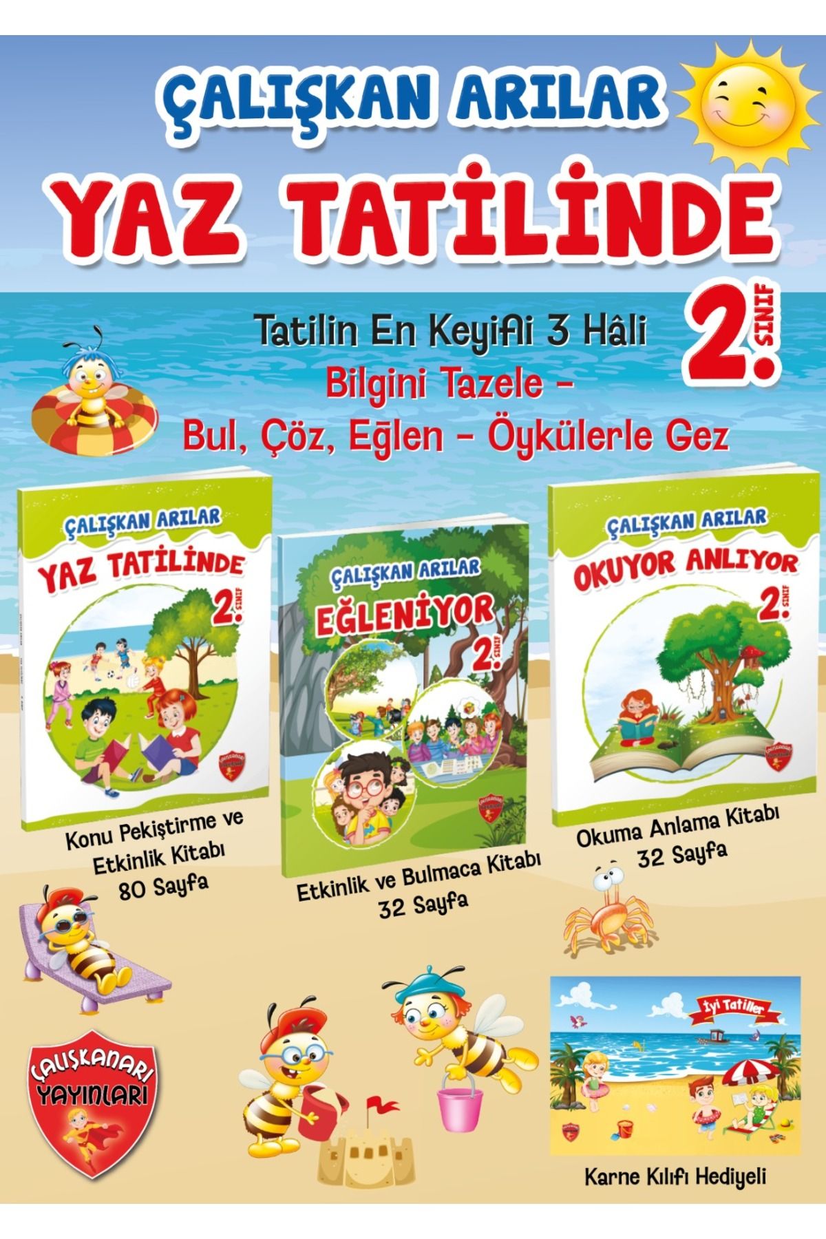 Çalışkan Arı Yayınları Çalışkan Arı Yayınları 2. Sınıf Yaz Tatil Seti + Karne Kılıfı Hediyeli