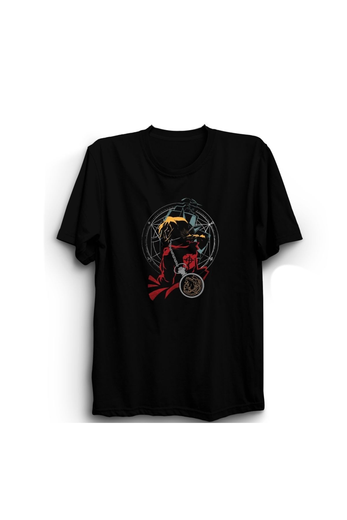 The Fame Fullmetal Alchemist, Anime Manga Baskılı, Unisex, %100 Pamuk Siyah Tişört