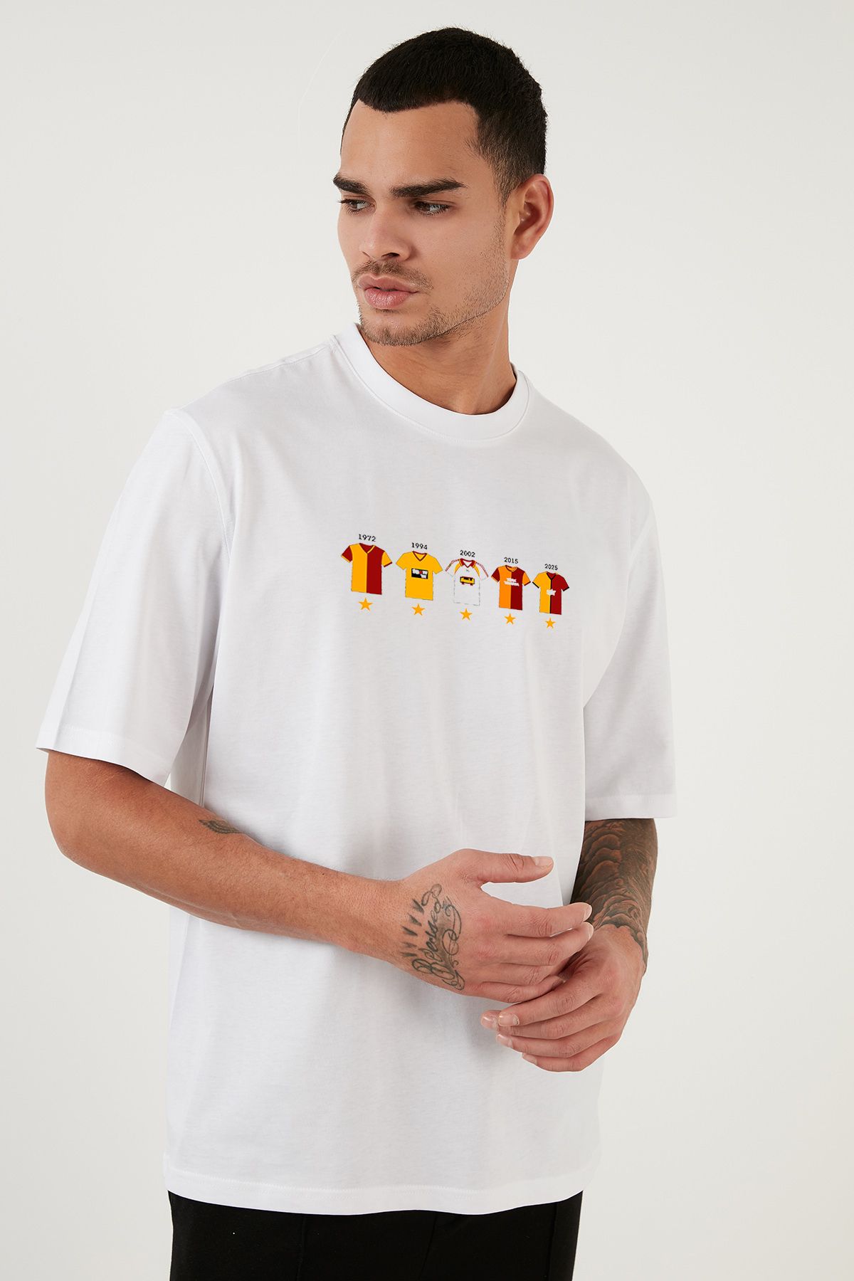 OFFSIDESIGN Unisex Tişört Sarı Kırmızı Taraftar 25. Şampiyonluk Özel Şampiyonluk Forma Baskılı Oversize Tişört