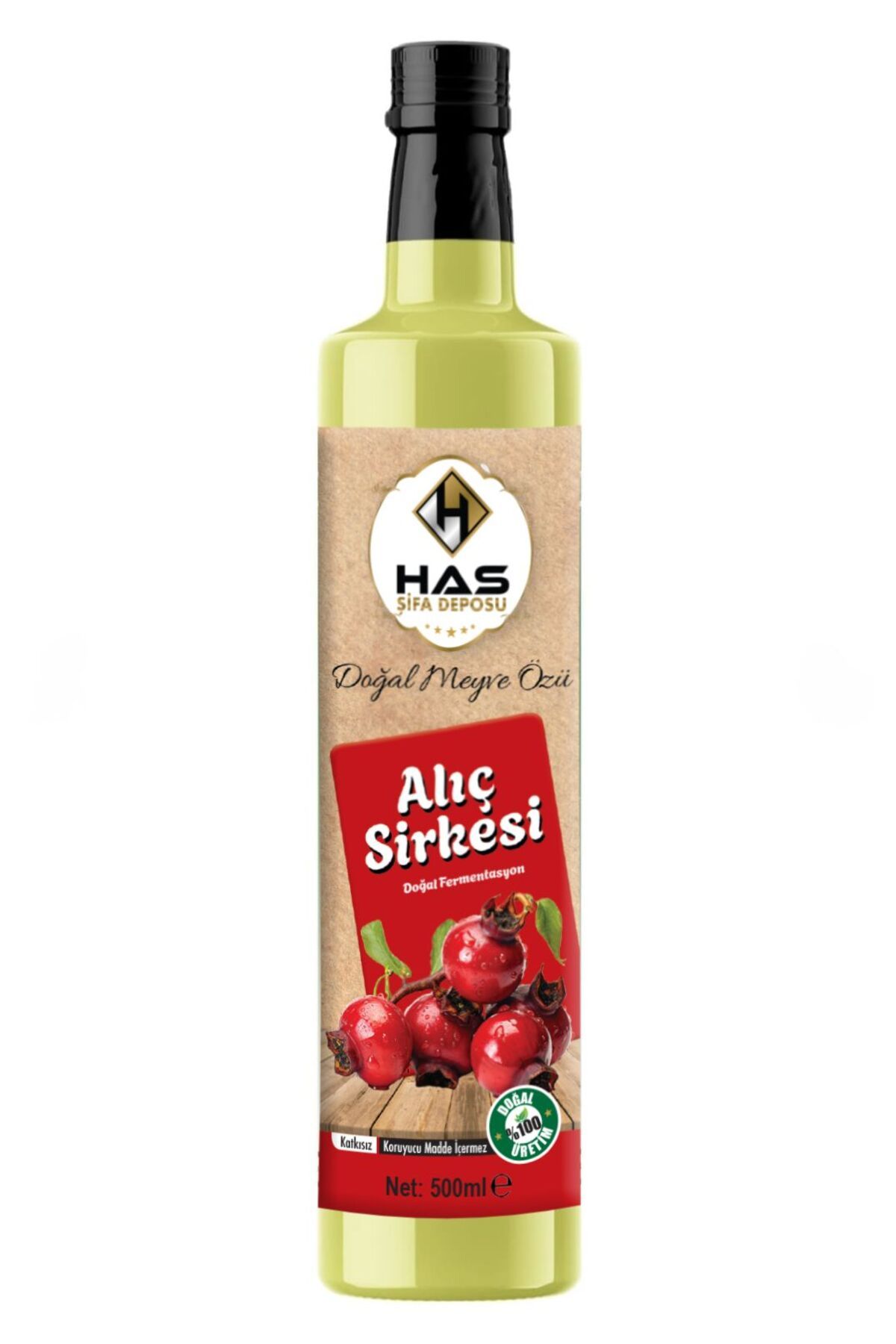 Has Şifa Deposu Organik Alıç Sirkesi 500 ML Katkısız, koruyucu içermez.