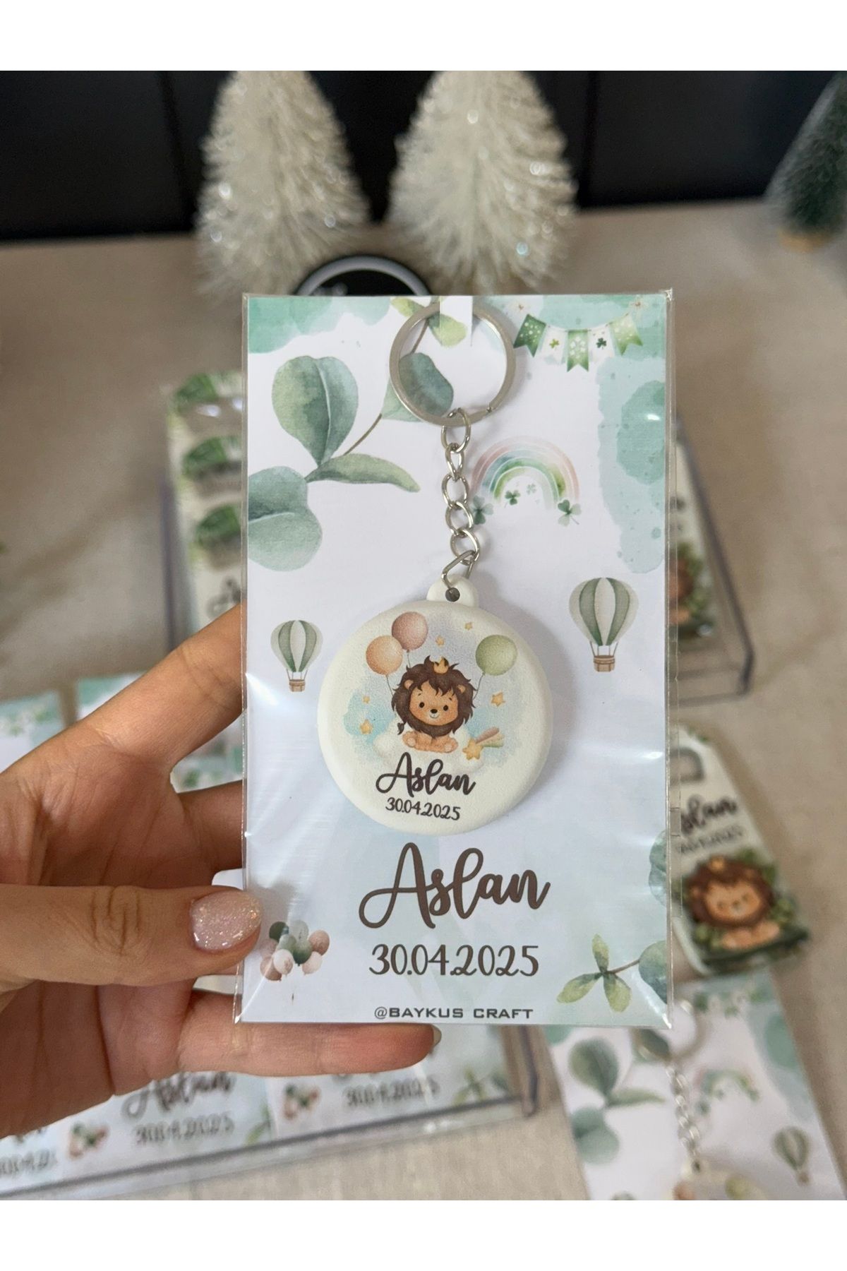 Baykuş Craft Mimarlık Figürlü Yeni Doğan Mevlit Hediyelik Bebek Açacak Anahtarlık-safari Aslan -toplam 20 Adet Kartlı