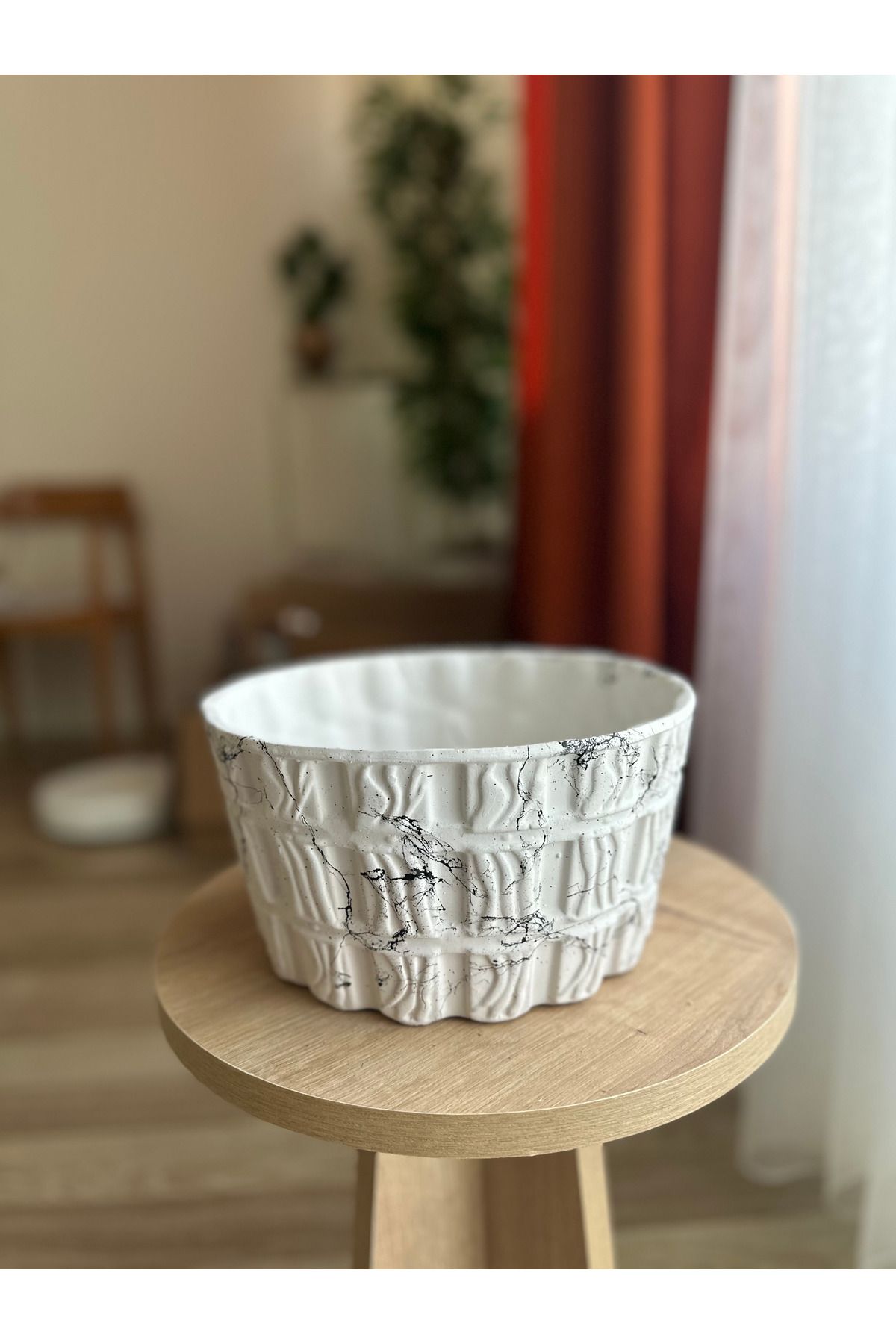 LAVİTTA mermer desenli bitki saksı vazo modern tasarım 18 cm yükseklik 16cm çap (1 adet)
