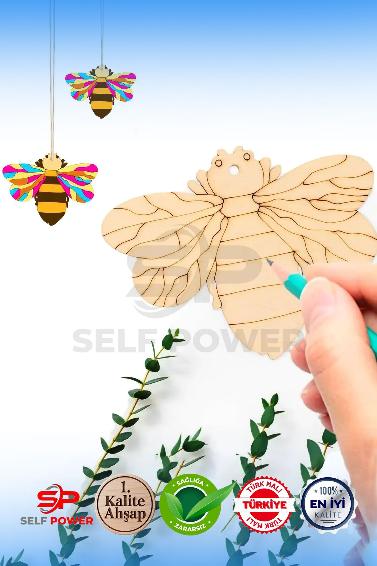 Self Power Ahşap El Sanatları Seti Boya Fırçaları Yaratıcı Sanatlar ve Çocuklar için El Sanatları Eğitici Oyun fotoğrafı 6 (önizleme)