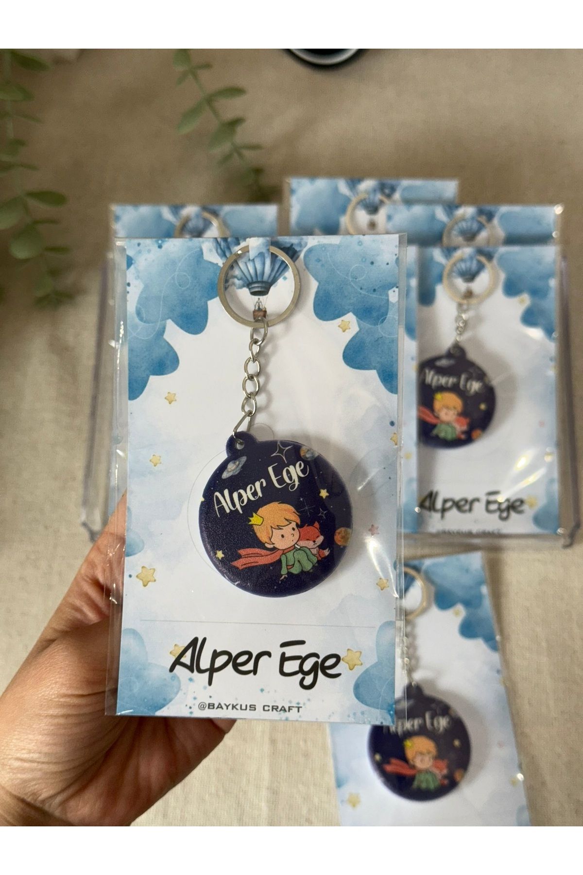 Baykuş Craft Mimarlık Figürlü Yeni Doğan Mevlit Hediyelik Bebek Açacak Anahtarlık-Küçük Prens -toplam 20 Adet Kartlı
