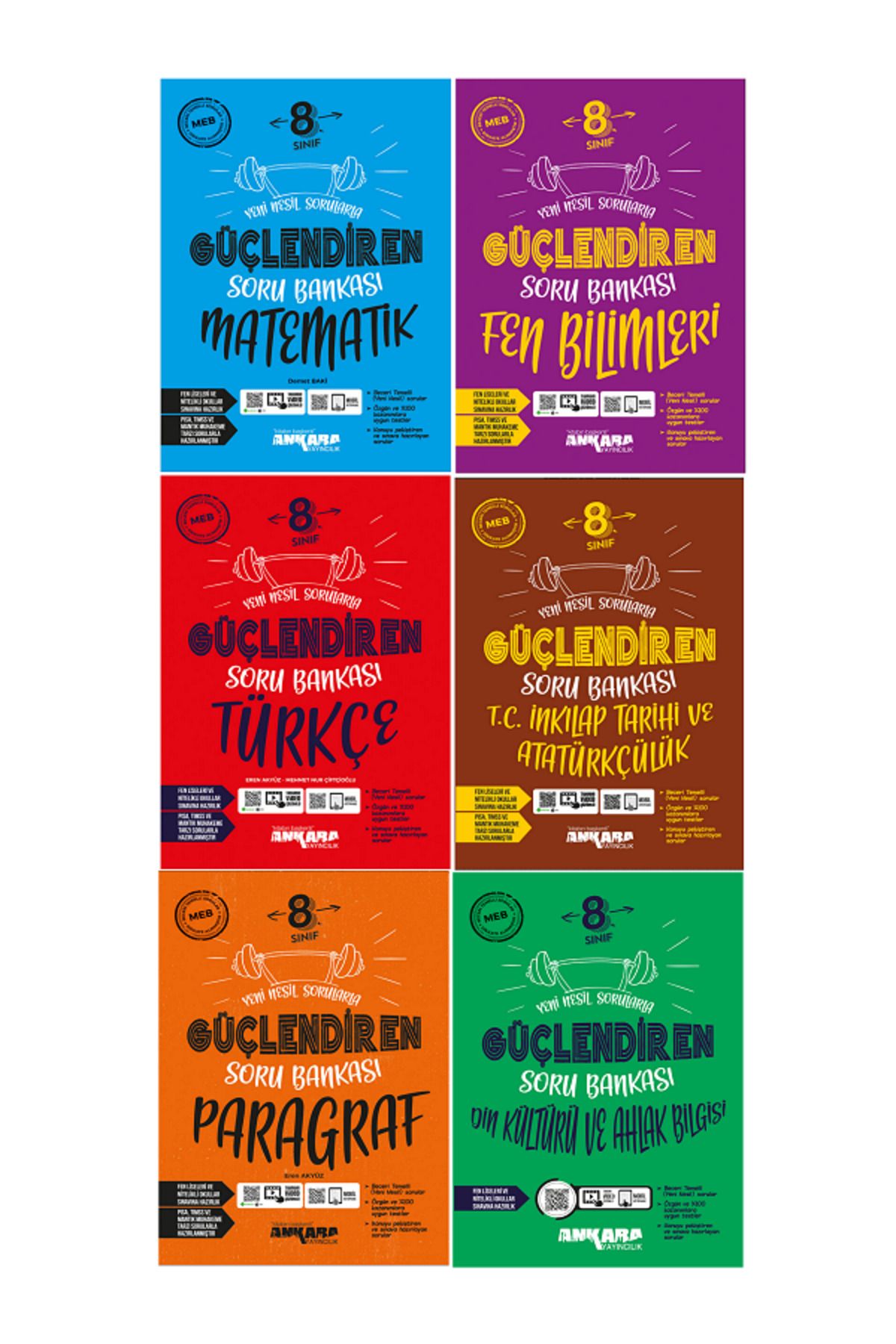 Efsane Yayınları 8.Sınıf Ankara Güçlendiren Matematik + Fen + Paragraf + Türkçe + İnkılap Soru Bankaları -6 KİTAP SET