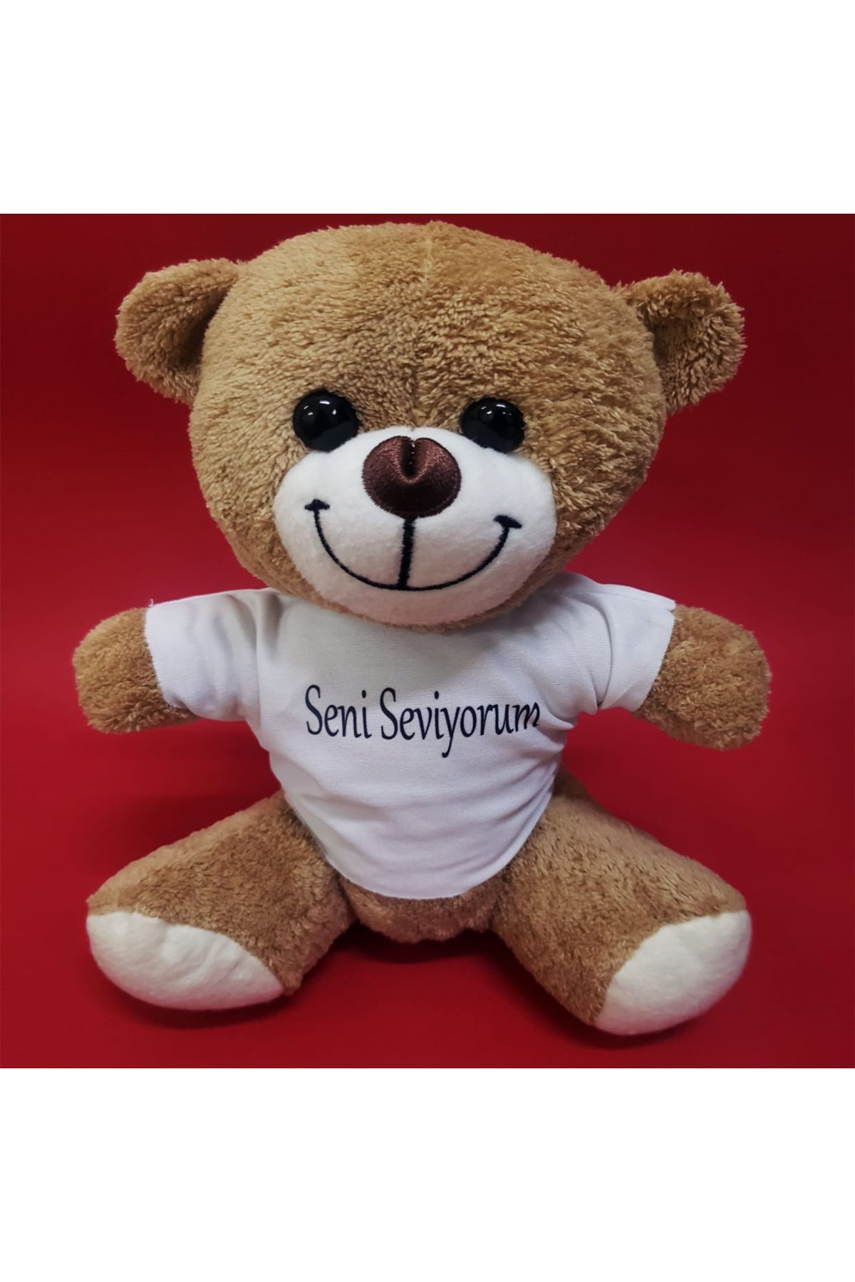 Easy Tedarik Kahverengi Seni Seviyorum Tişörtlü Ayı