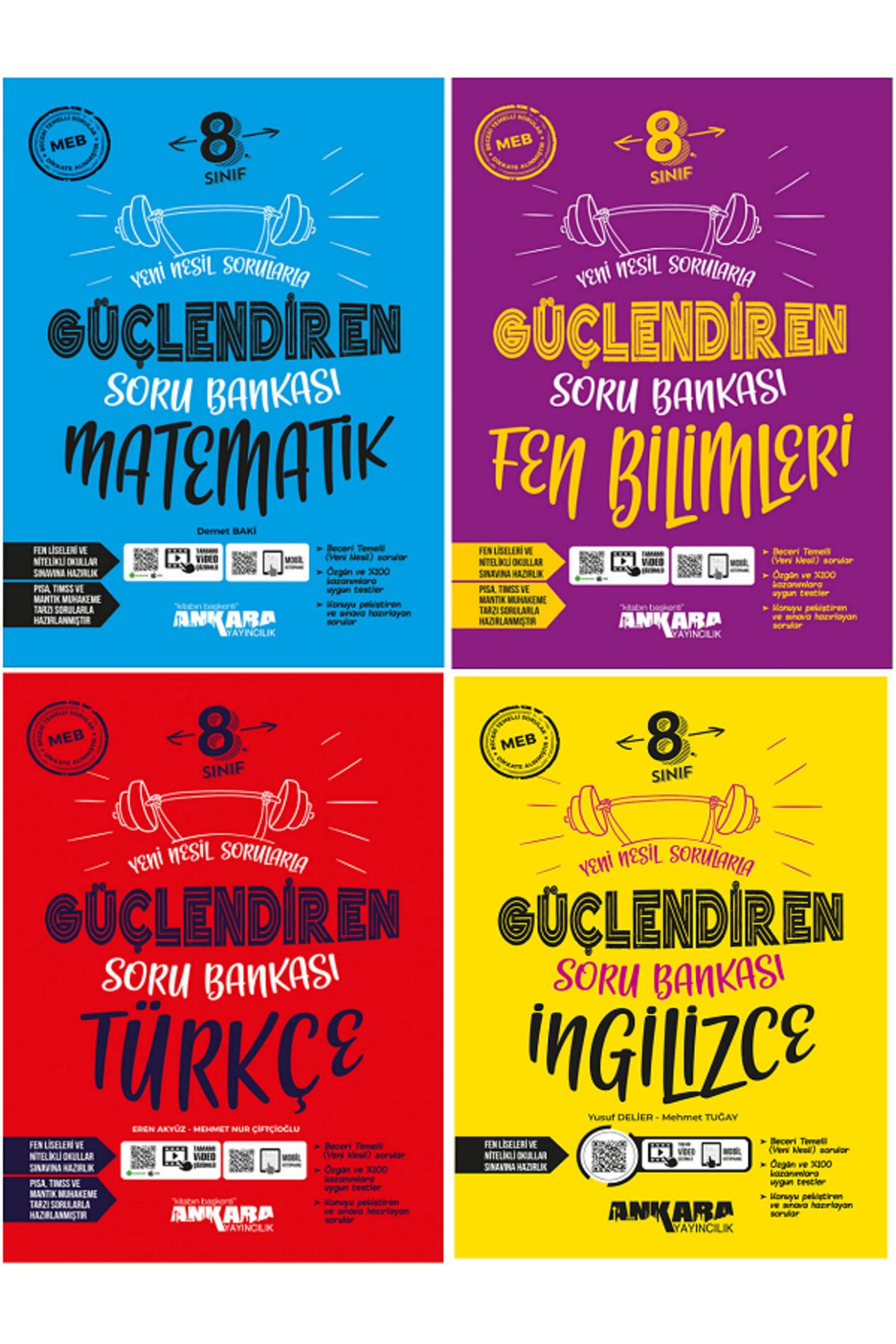 Efsane Yayınları 8.Sınıf Ankara Güçlendiren Matematik + Fen Bilimleri + Türkçe + İngilizce Soru Bankaları - 4 KİTAP